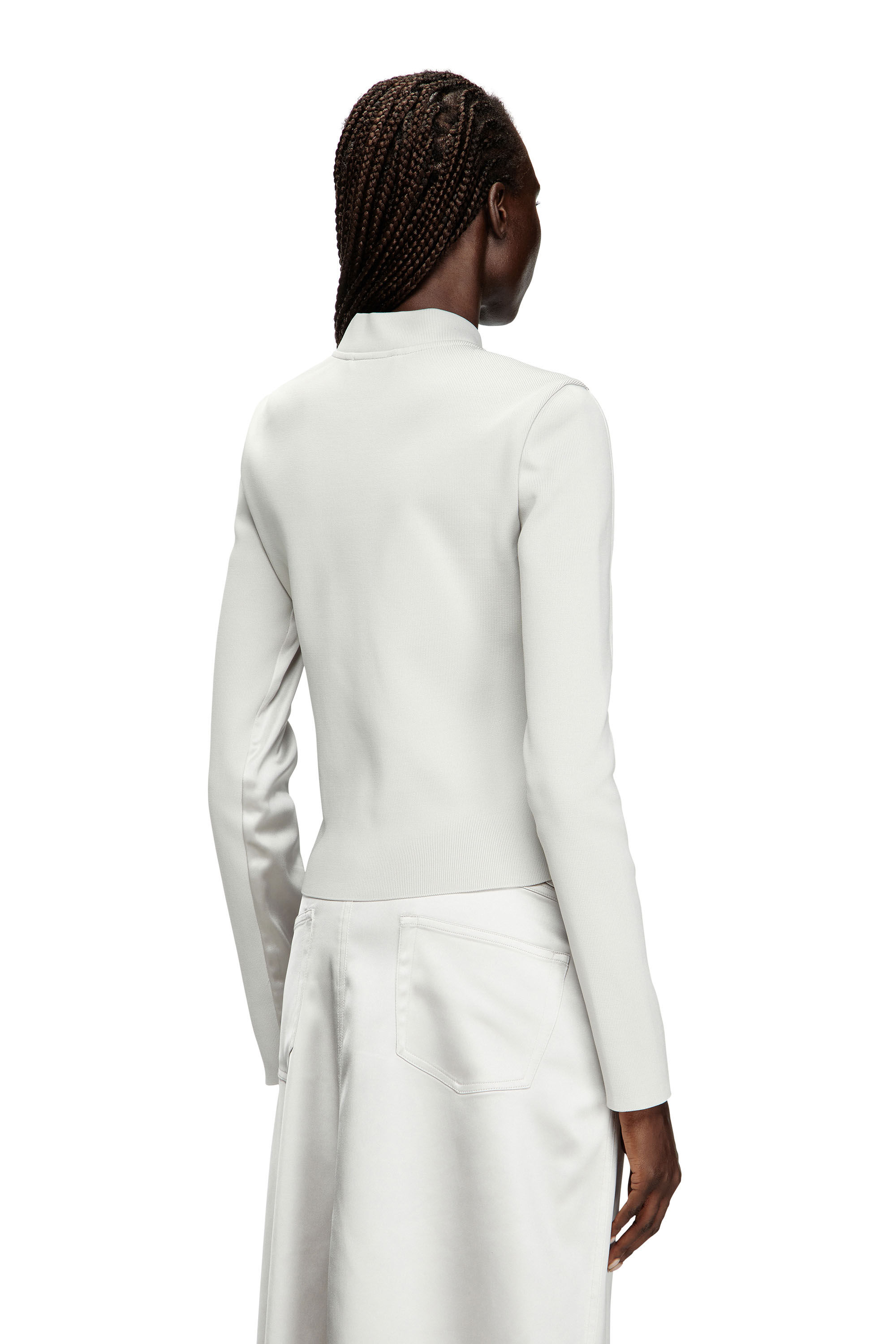Diesel - G-OPER, Giacca in maglia e raso stretch Donna in Grigio - 4