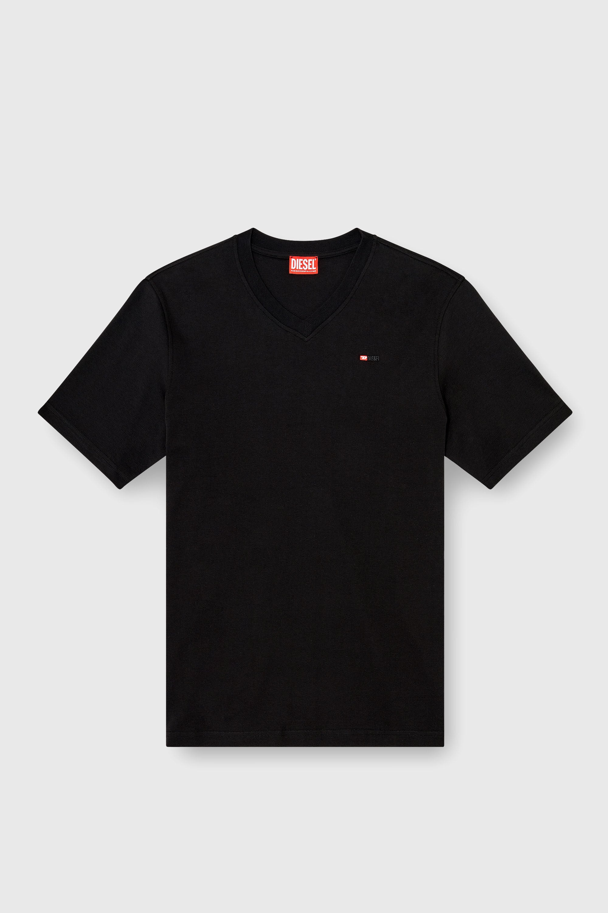 Diesel - T-ADJUST-V-MICRODIV, T-shirt con scollo a V con micro ricamo logo Uomo in Nero - 2