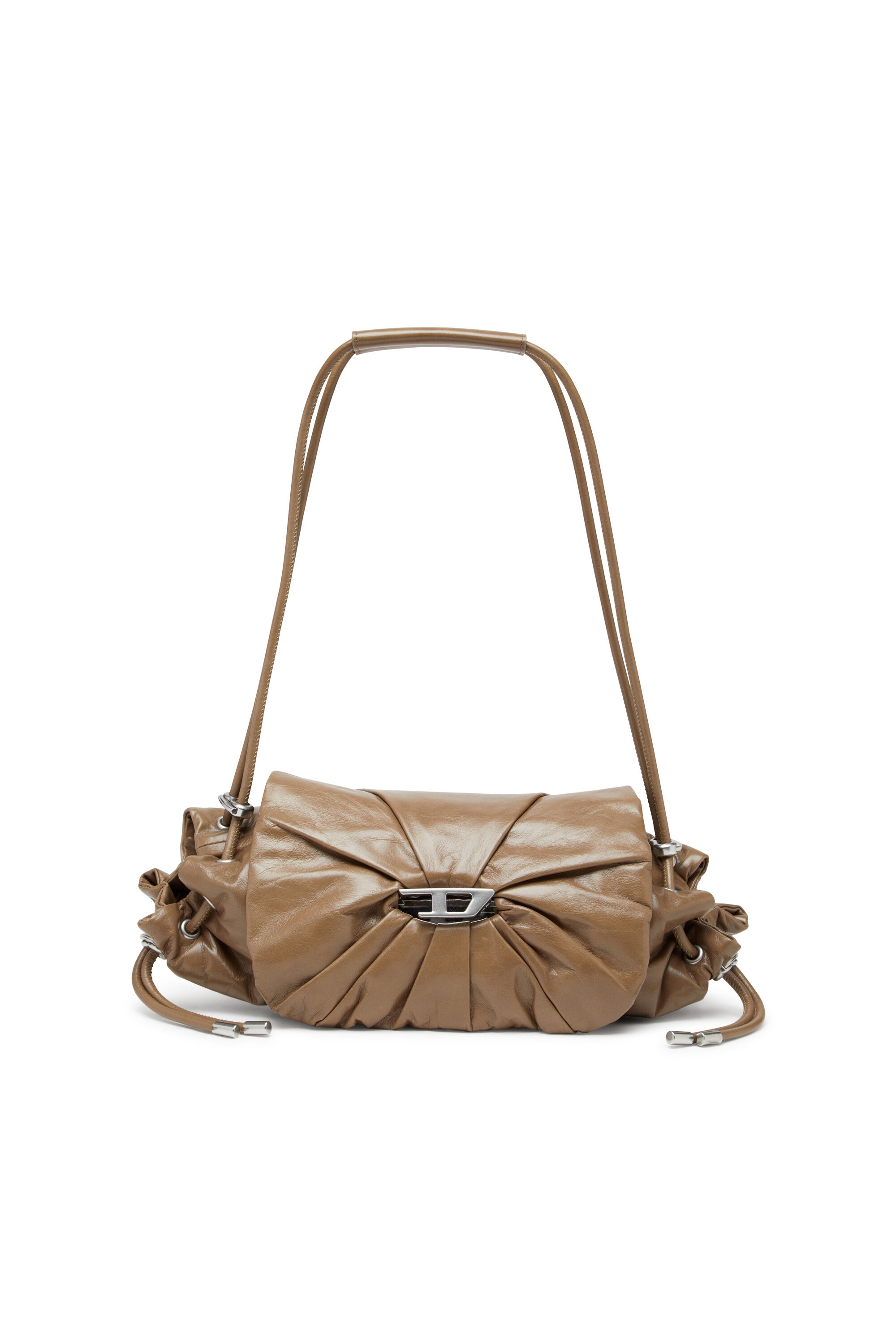 Diesel - SCRUNCH-D SHOULDER S, Borsa a spalla in pelle arricciata Donna in Marrone - 1
