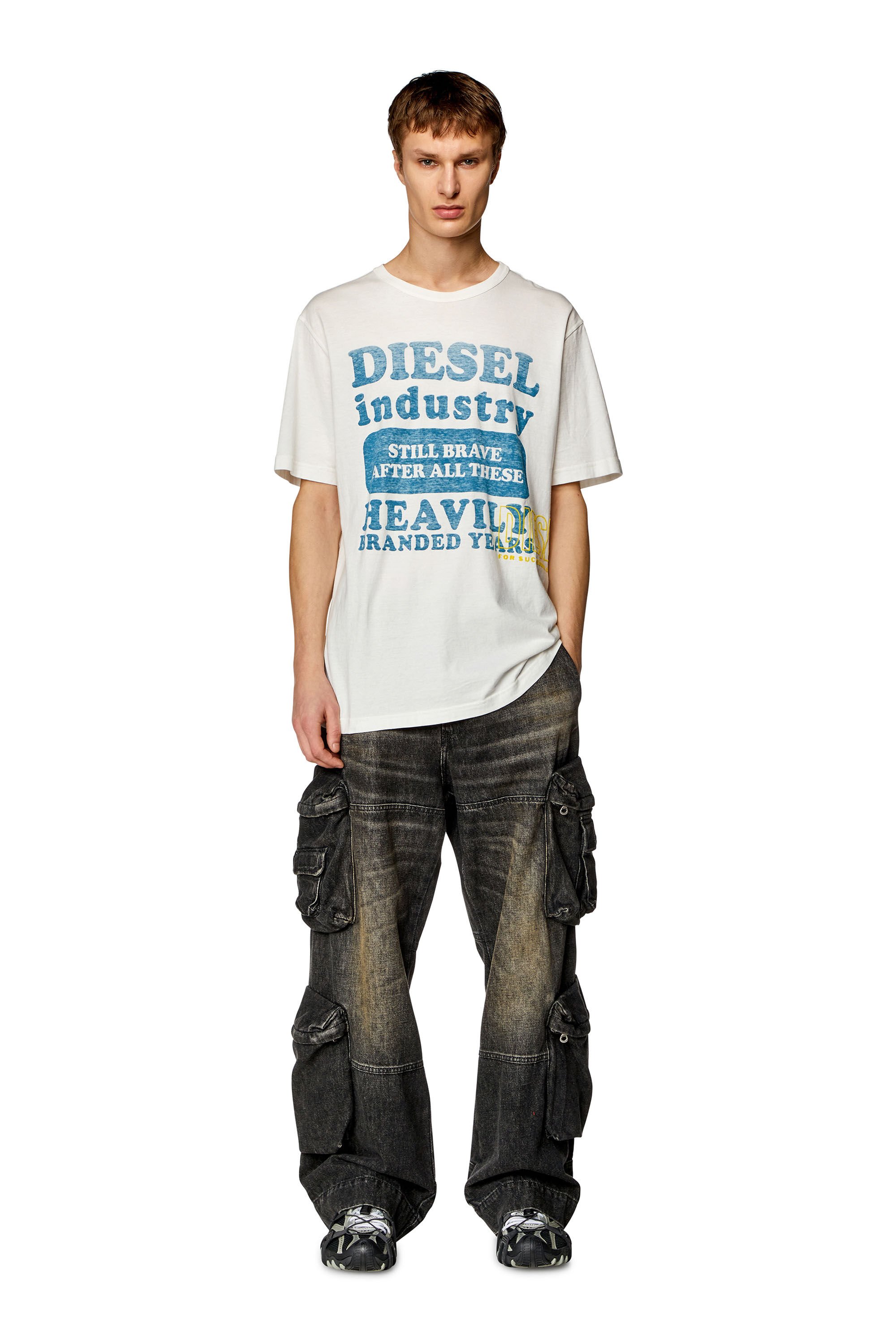 Diesel - T-JUST-N9, Man T-shirt with inside-out logo print in White - Image 1
