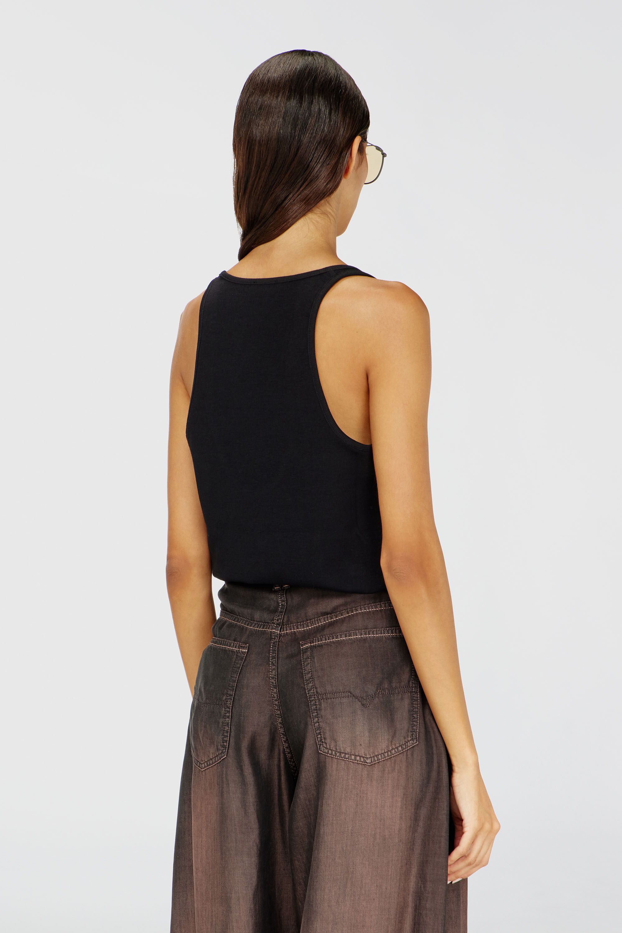 Diesel - T-IPSYA-LKDS, Canotta a costine con Oval D Donna in Nero - 4