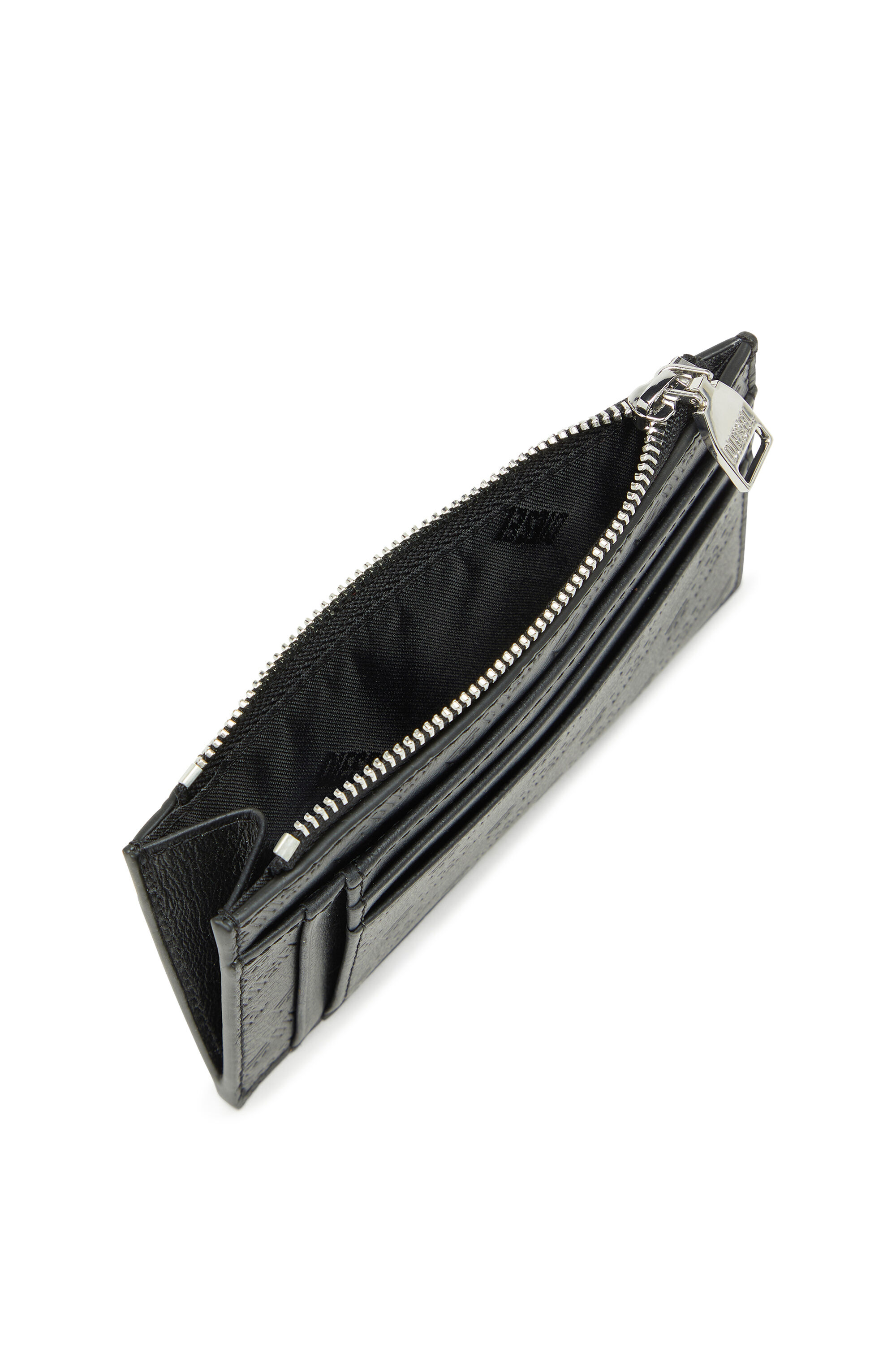 Diesel - MONOGRAM CARD CASE VI, Portacarte in pelle con tasca zip e lavorazione embossing Uomo in Nero - 3