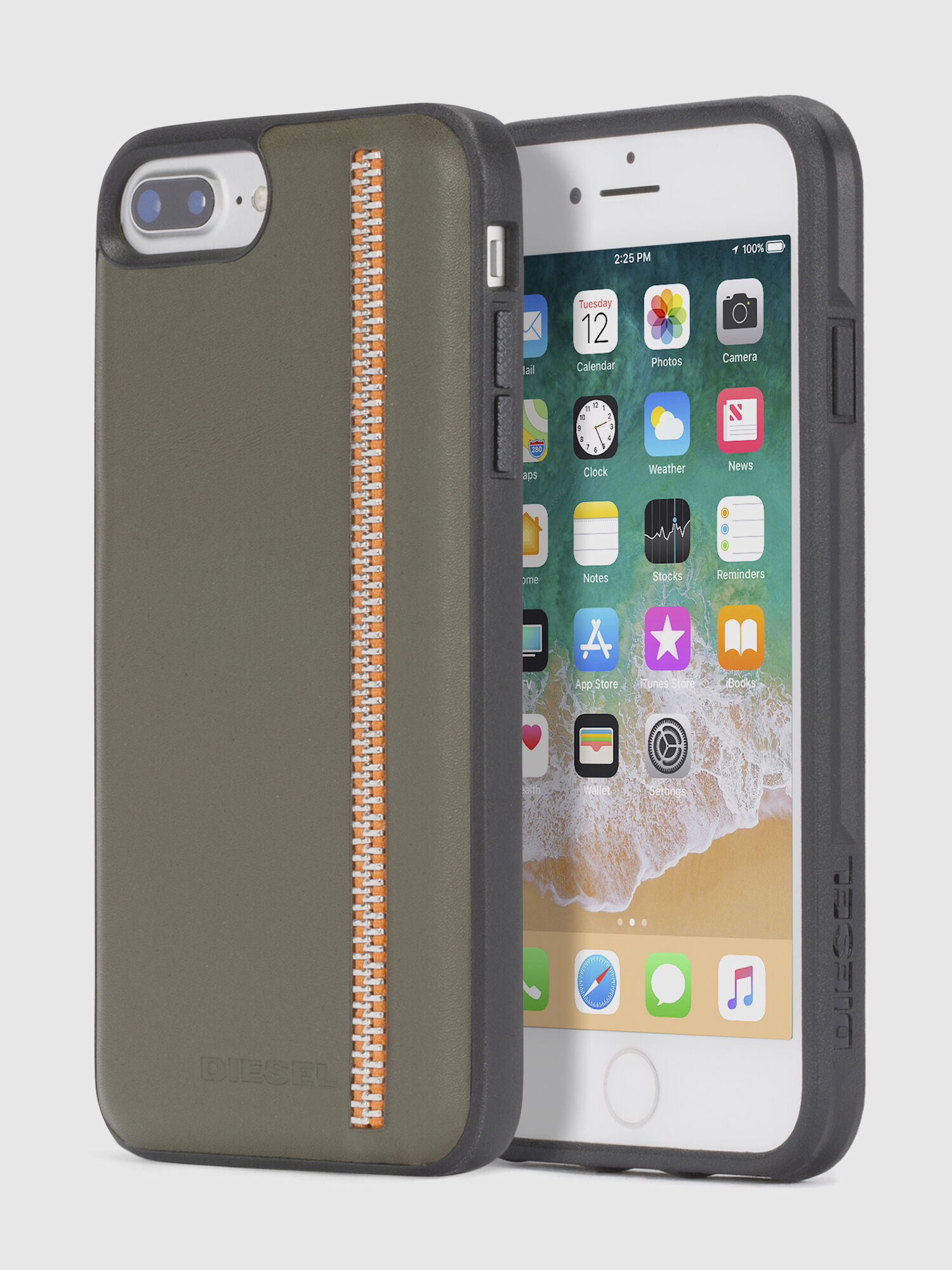 Diesel - ZIP OLIVE LEATHER IPHONE 8/7/6s/6 CASE, Cover verde oliva con zip, iPhone 8/7/6s/6 Unisex in Verde - 1