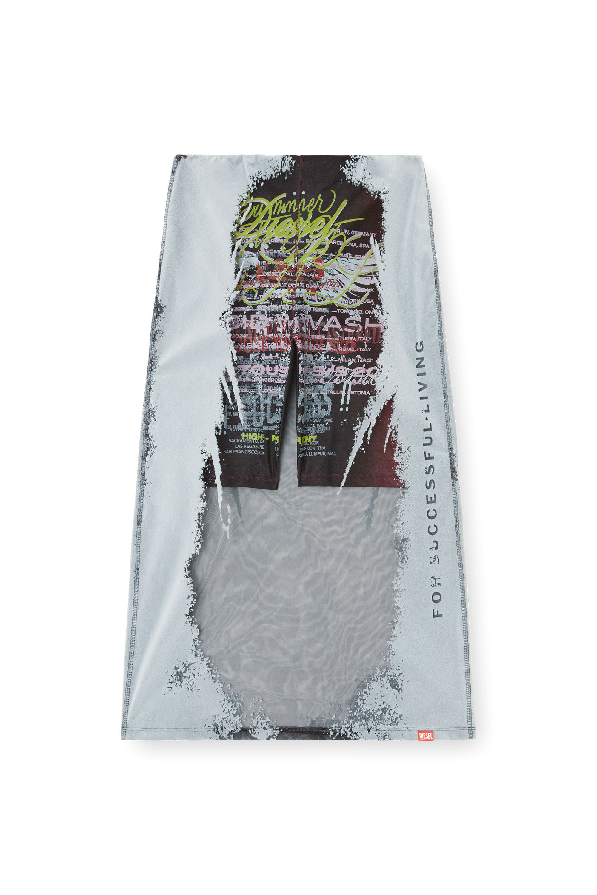 Diesel - O-LYAC, Gonna midi a strati con stampa DJ Donna in Multicolor - 2