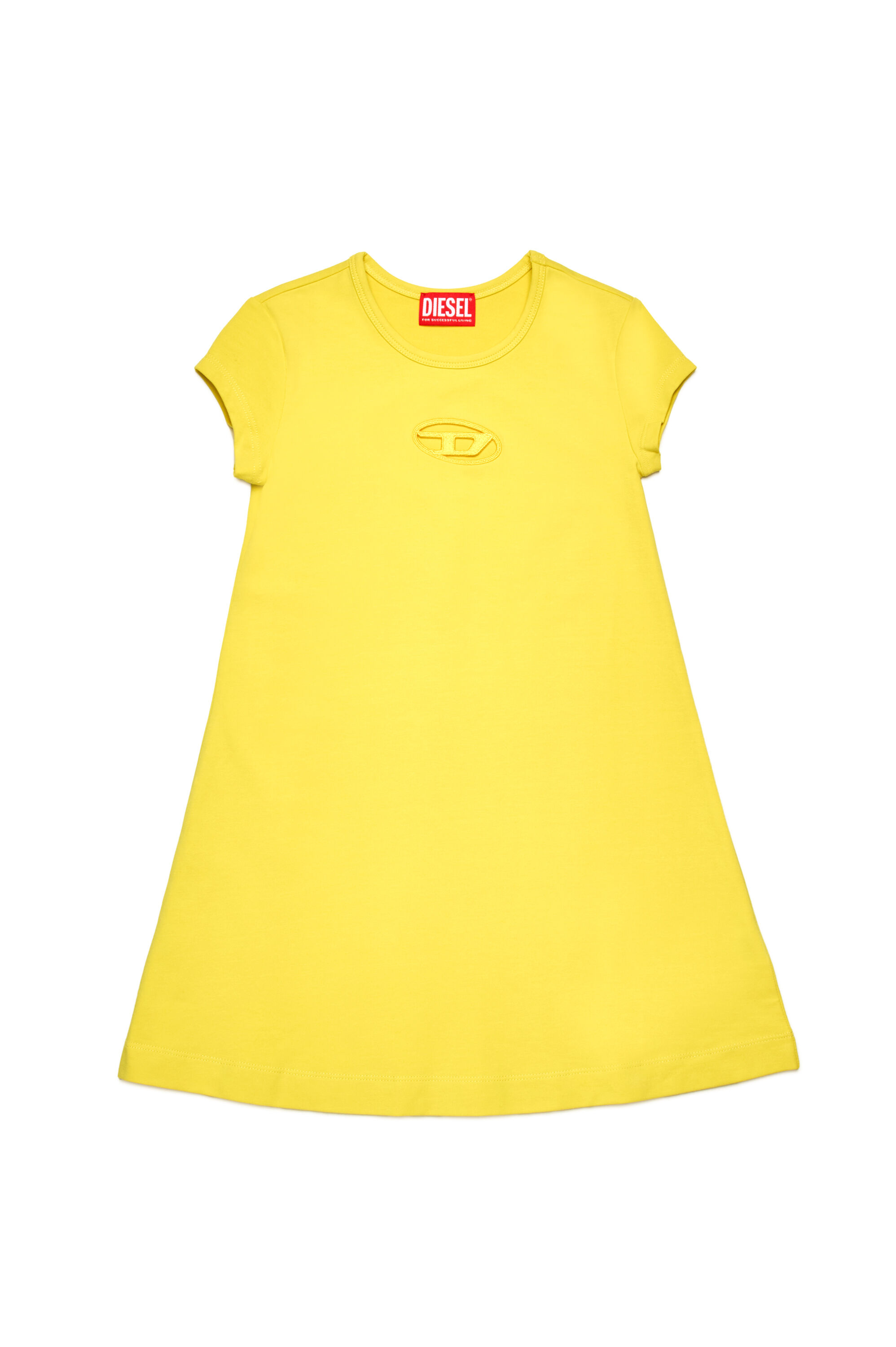 Diesel - DANGIELAM, Abito a T-shirt con cut-out e logo Oval D Donna in Giallo - 1