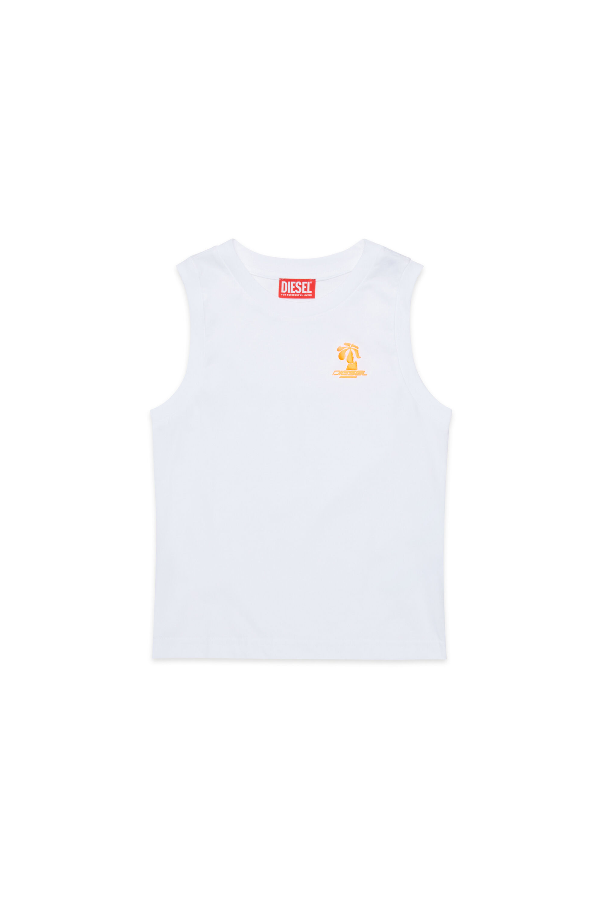 Diesel - MTDENP, Canotta con logo a palme fluo Uomo in Bianco - 1