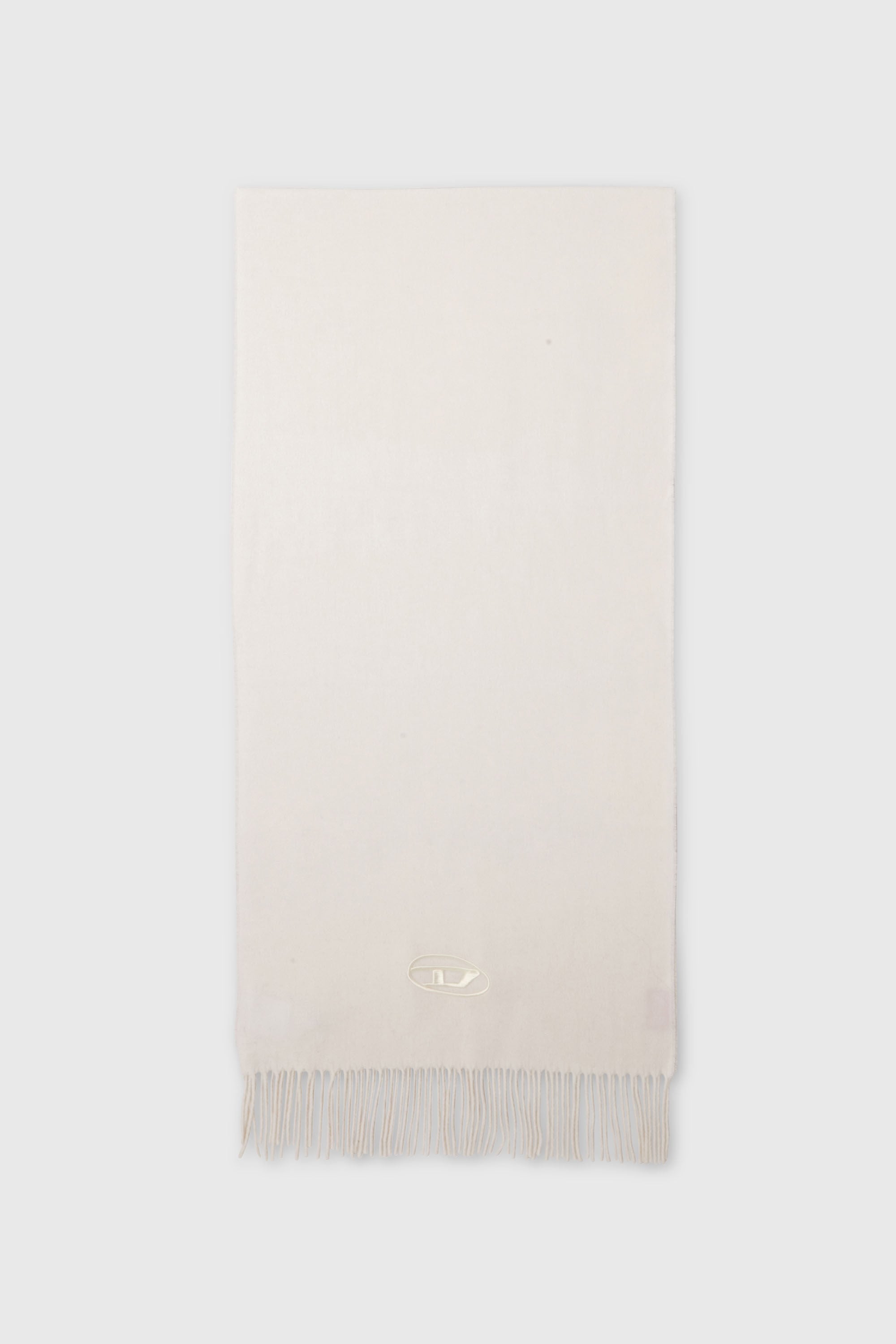 Diesel - S-IMON-D-LONG, Sciarpa in misto lana con bordi frangiati Unisex in Bianco - 1