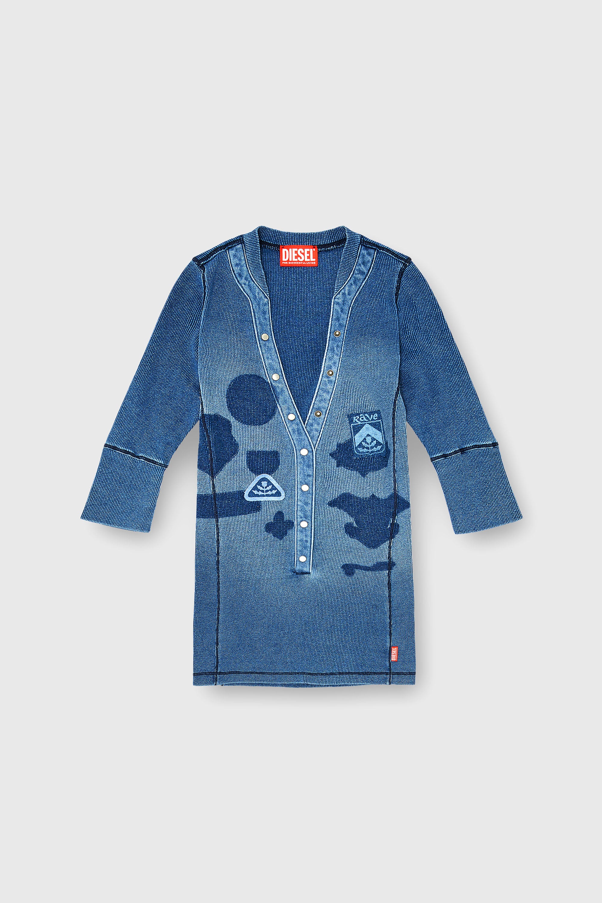 Diesel - T-EREME, Top henley con effetti shadow-patch Donna in Blu - 2