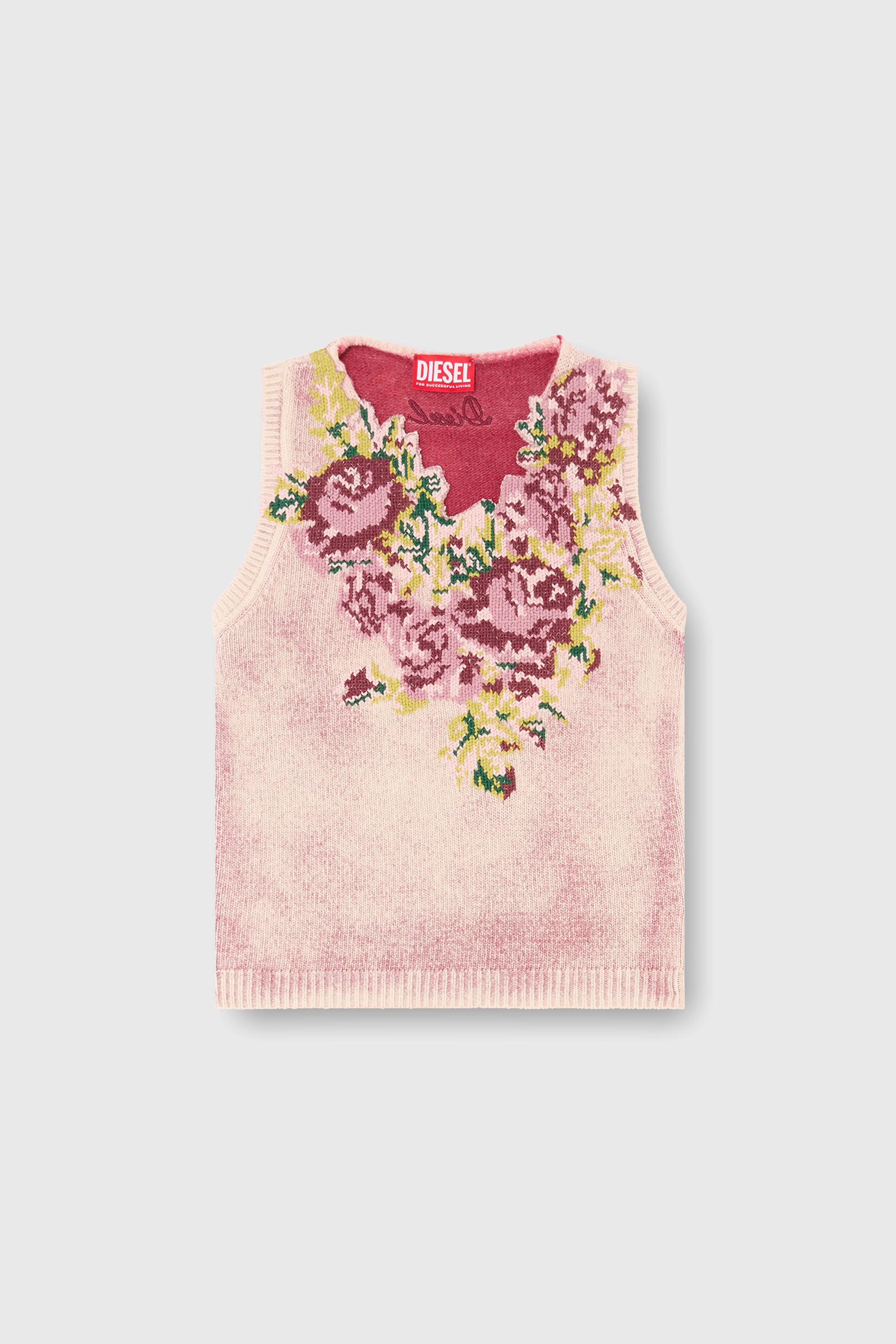 Diesel - M-RARIS, Gilet in maglia misto lana a motivo floreale Donna in Rosa - 2