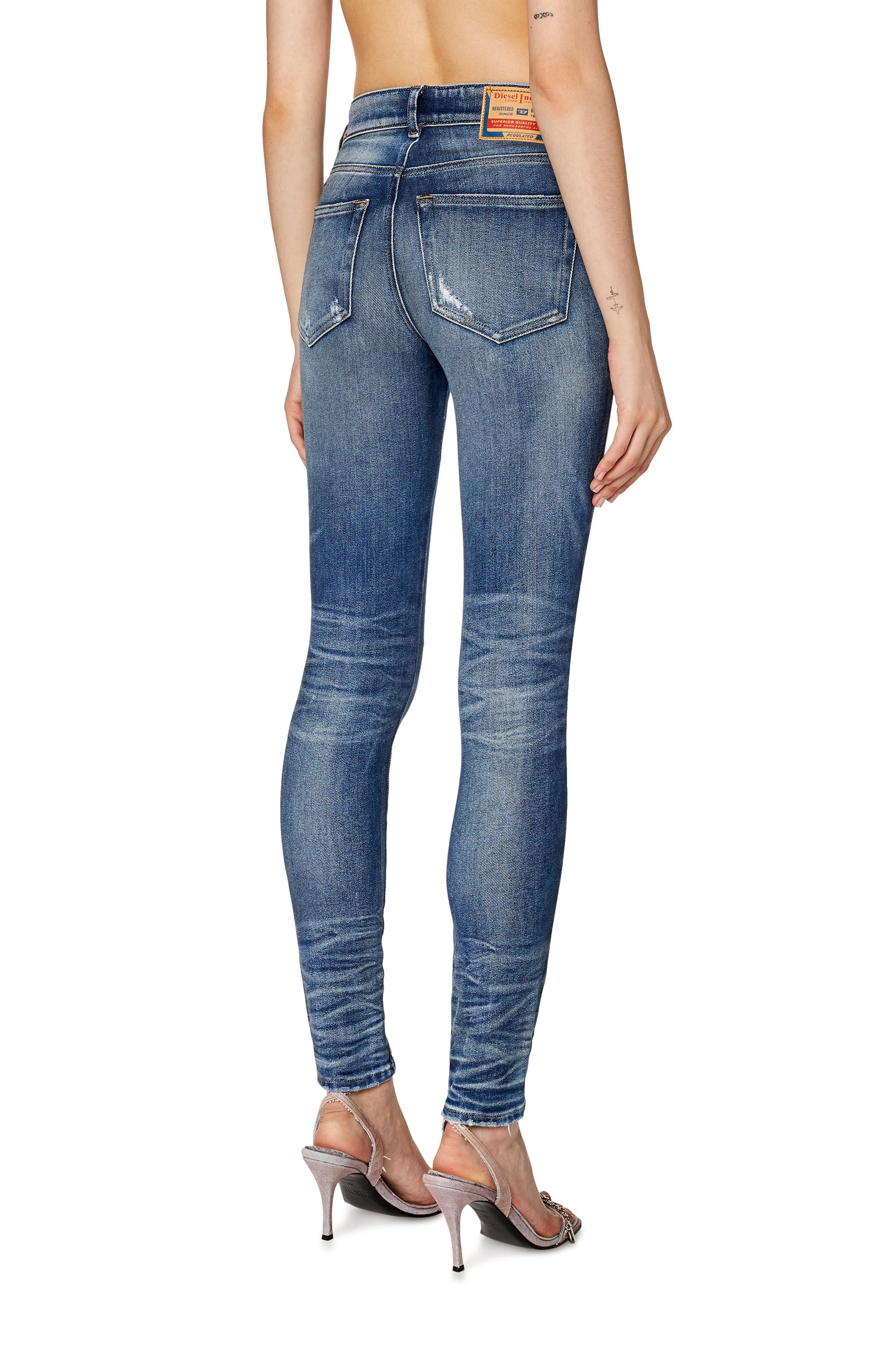 Diesel - Super skinny Jeans 2017 Slandy 09G14, Blu medio - Image 4