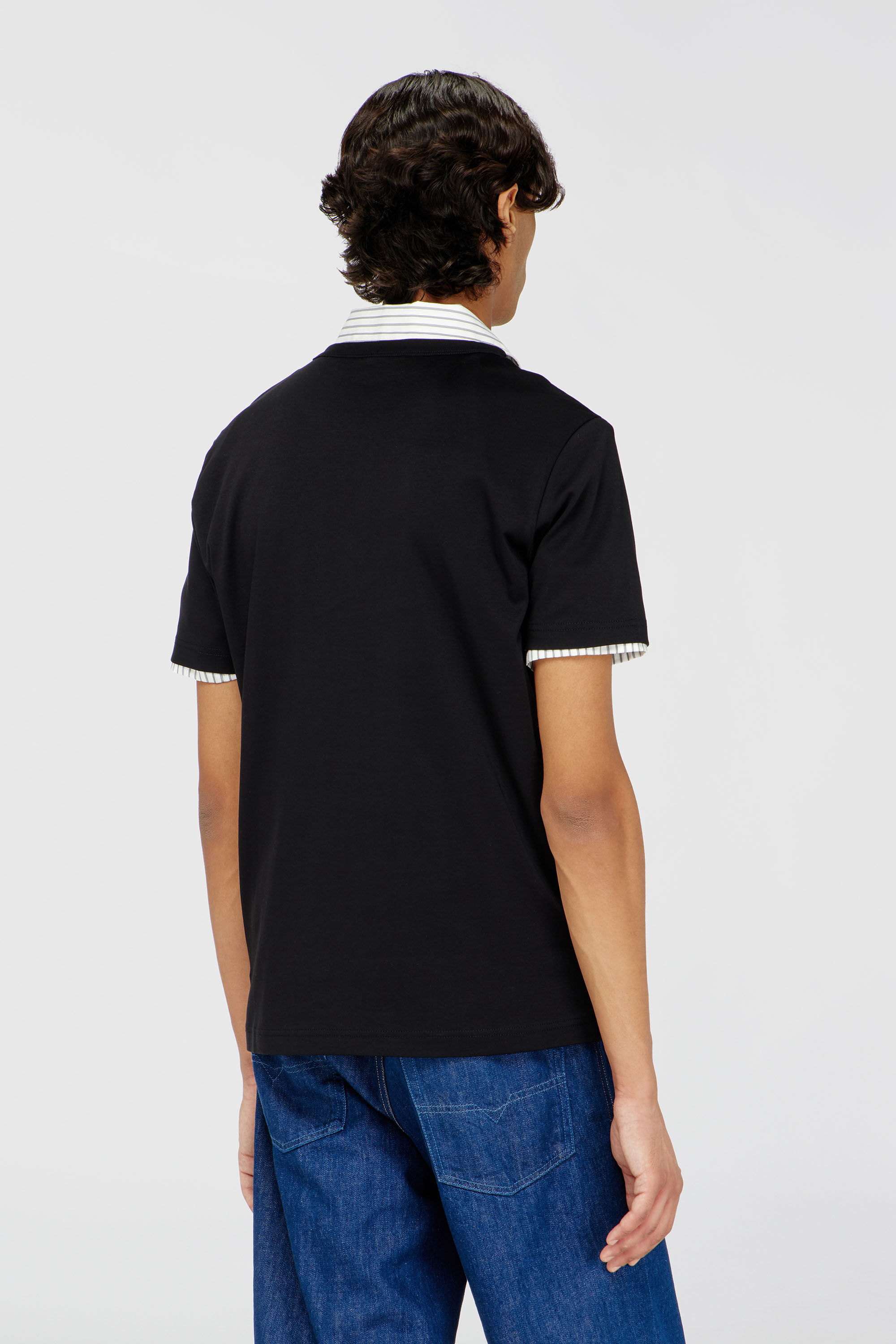 Diesel - T-MIEGOR-K77, T-shirt in cotone mercerizzato con mini logo Uomo in Nero - 4