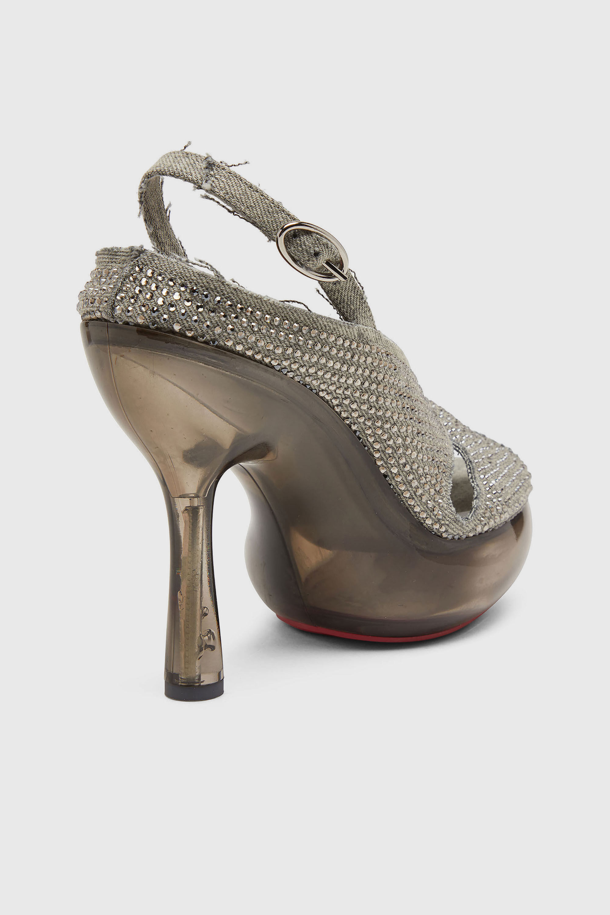Diesel - D-LAKE PLATFORM SDL, D-Lake-Sandali platform in denim con strass e plexiglass Donna in Grigio - 5