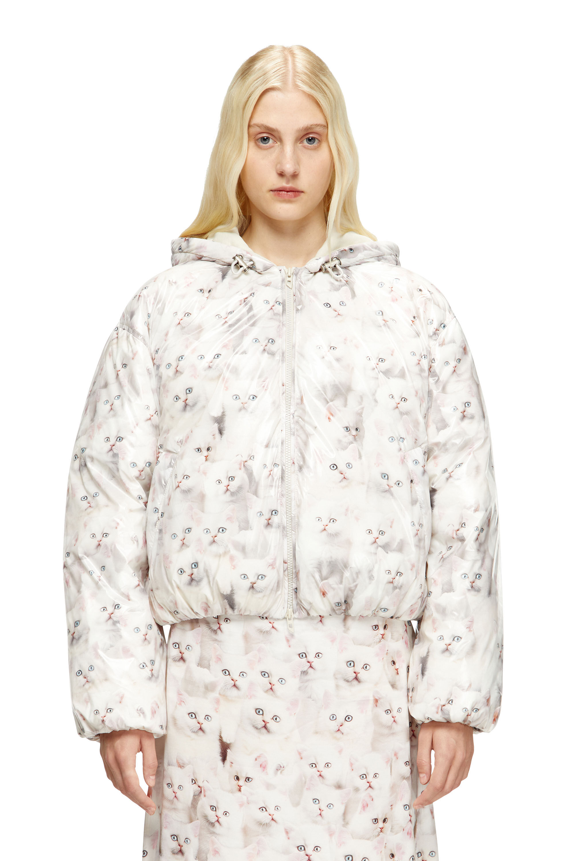 Diesel - W-INNER-R1, Giacca imbottita con gattini Donna in Bianco - 3