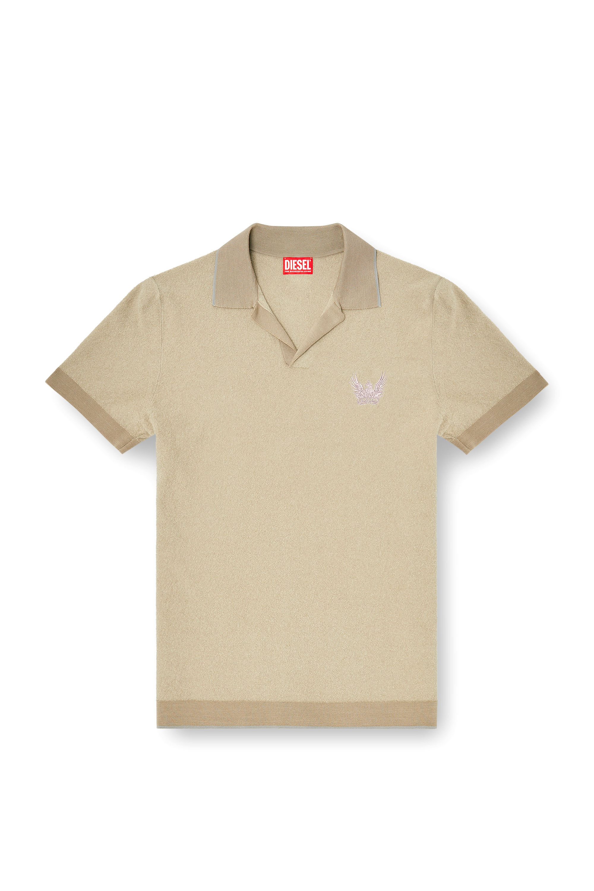 Diesel - K-RAILES, Polo in maglia boucl&eacute; con logo Phoenix Uomo in Beige - 2