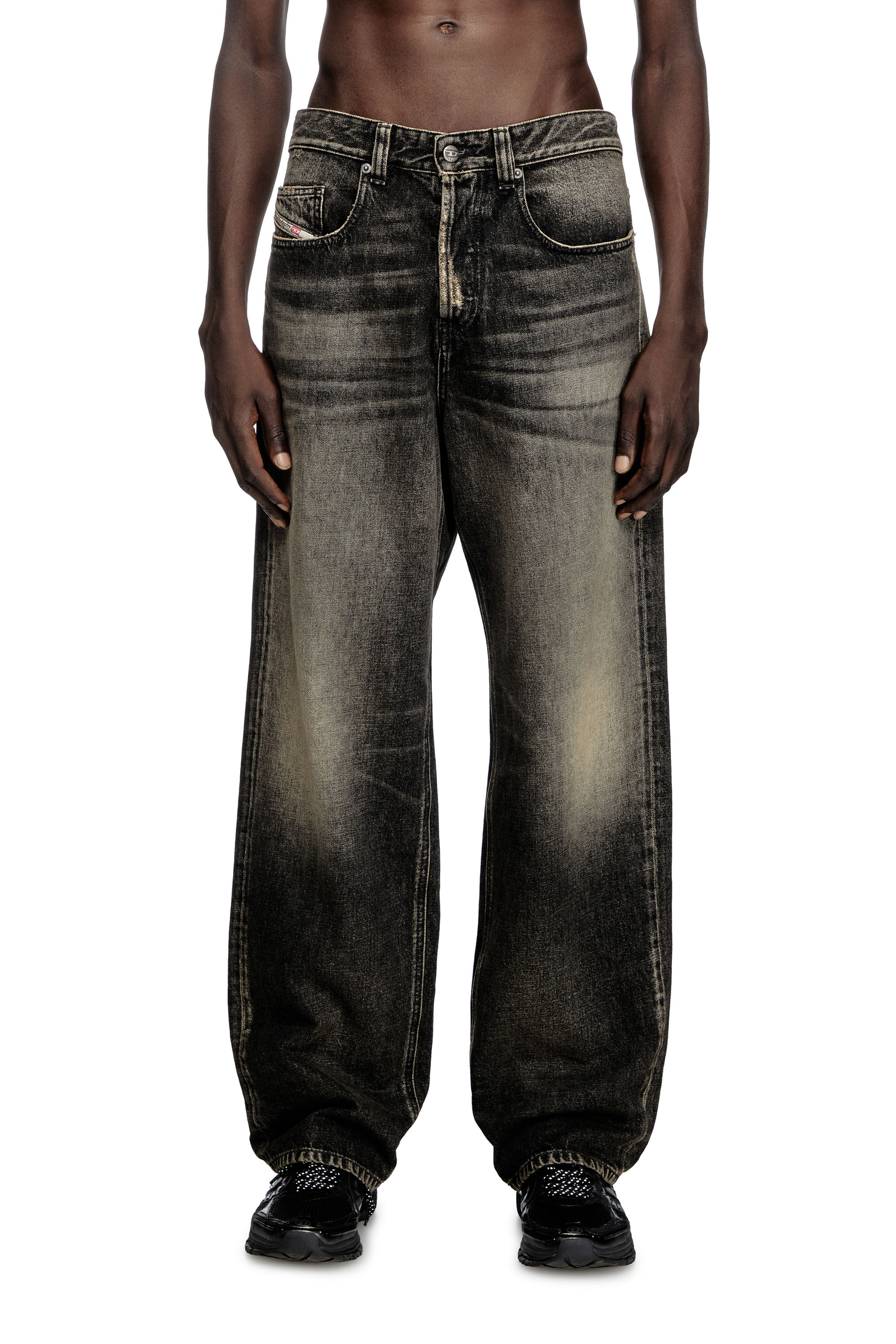 Diesel - Relaxed Jeans 2001 D-Macro 007Z1 Uomo, Nero/Grigio scuro - Image 3