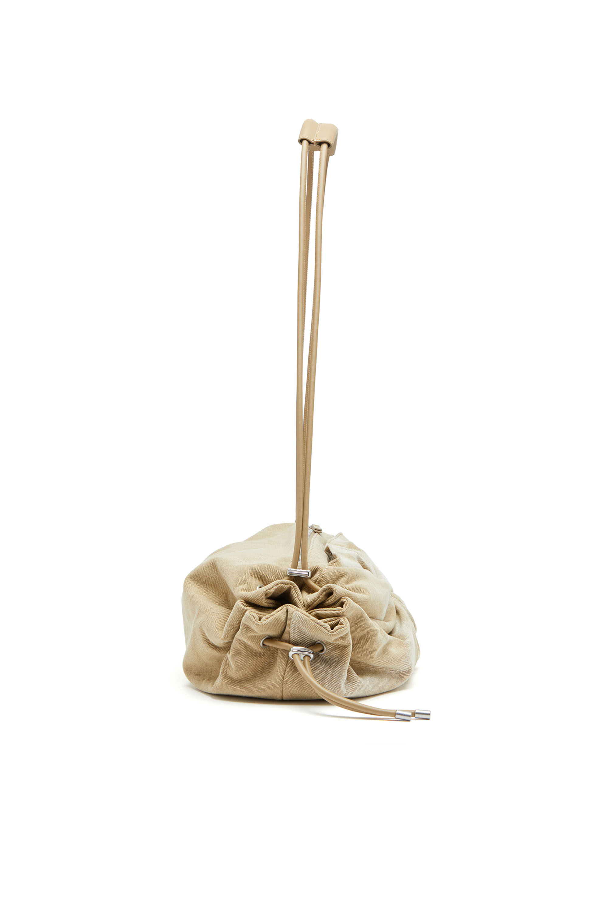 Diesel - SCRUNCH-D CROSSBODY L, Scrunch-D L-Borsa arricciata in tela trattata Donna in Beige - 4