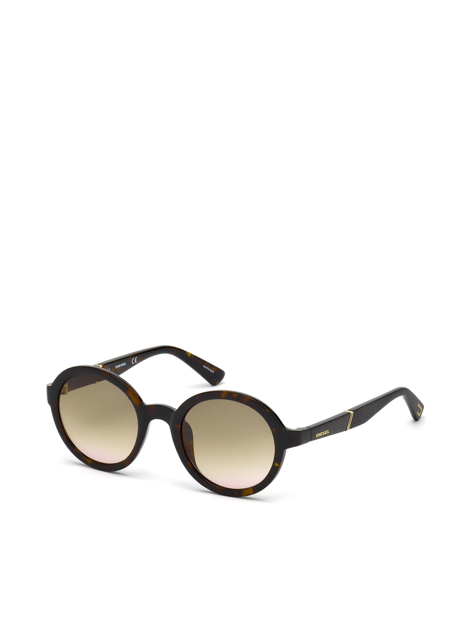 Diesel - DL0264, Occhiali tondi con dettaglio obliquo Unisex in Marrone - 2