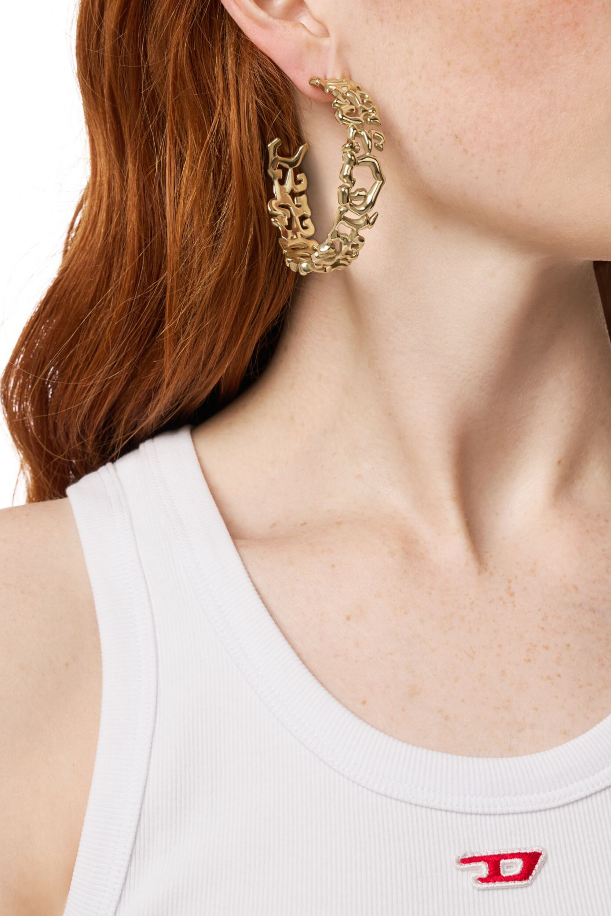 Diesel - DX1656710 JEWELLERY, Orecchini a cerchio in acciaio inossidabile Unisex in Oro - 3