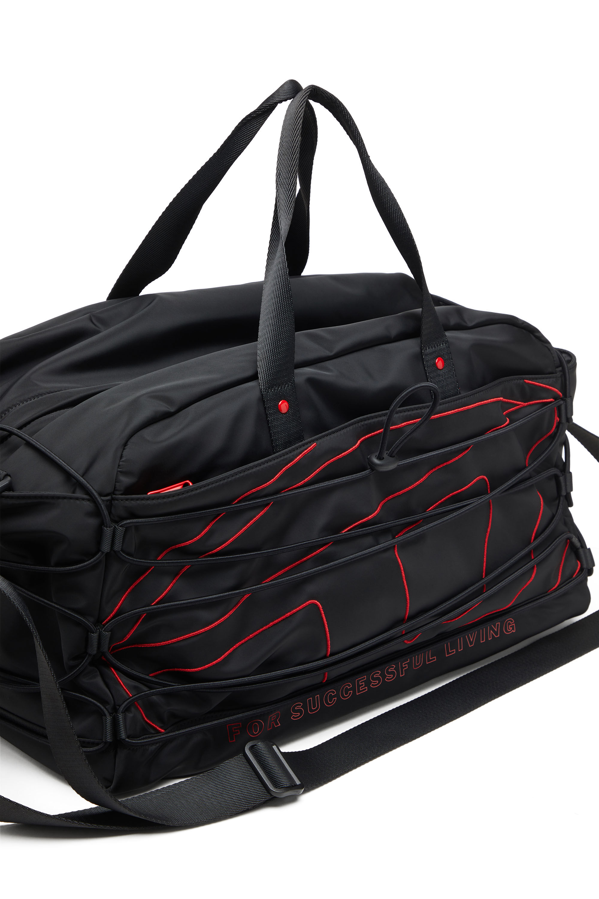 Diesel - TECH-D DUFFLE X, Tech-D-Borsone in nylon con ricamo Oval D Unisex in Nero - 5