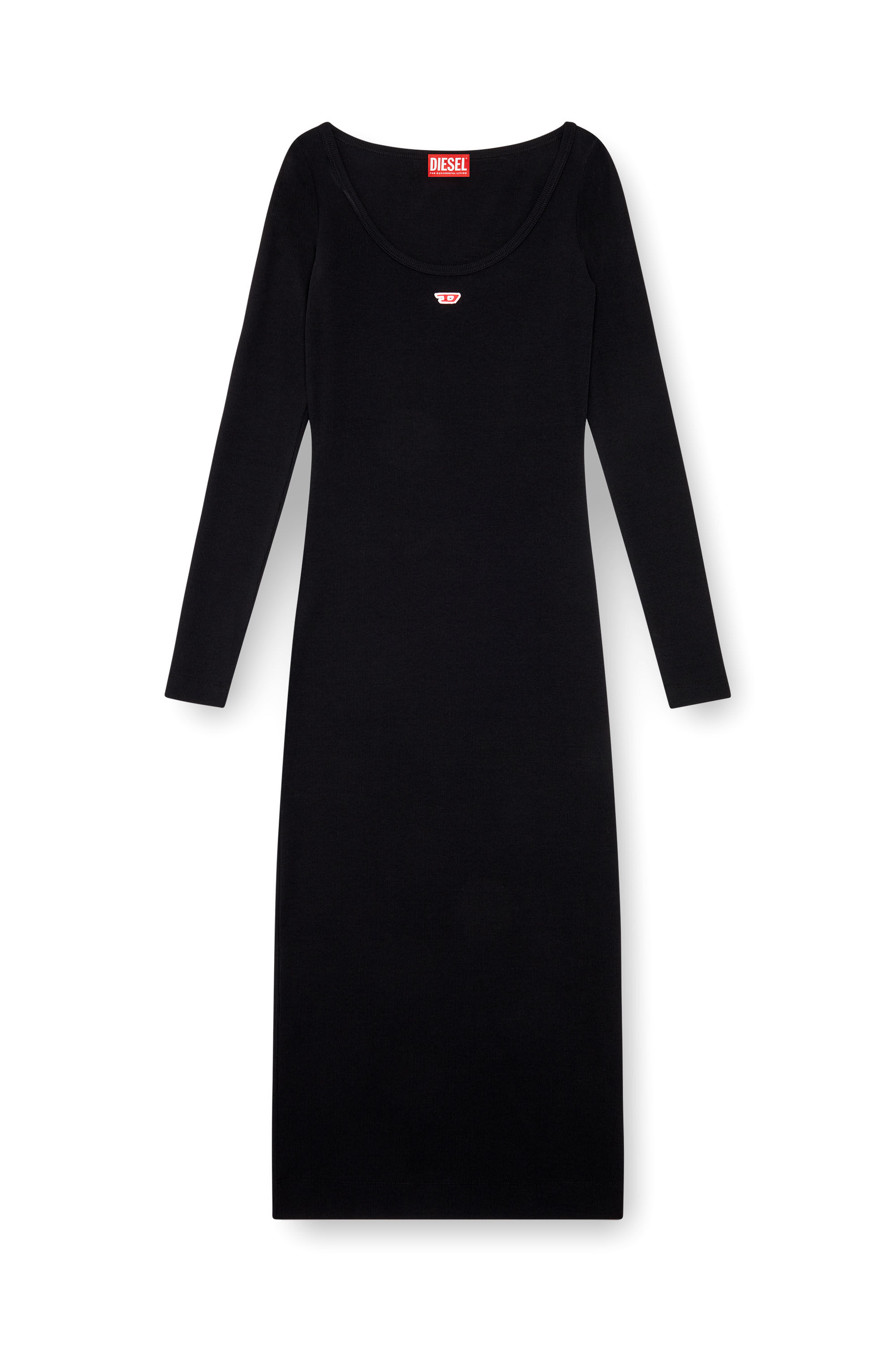 Abito midi con scollatura rotonda Donna Nero Diesel