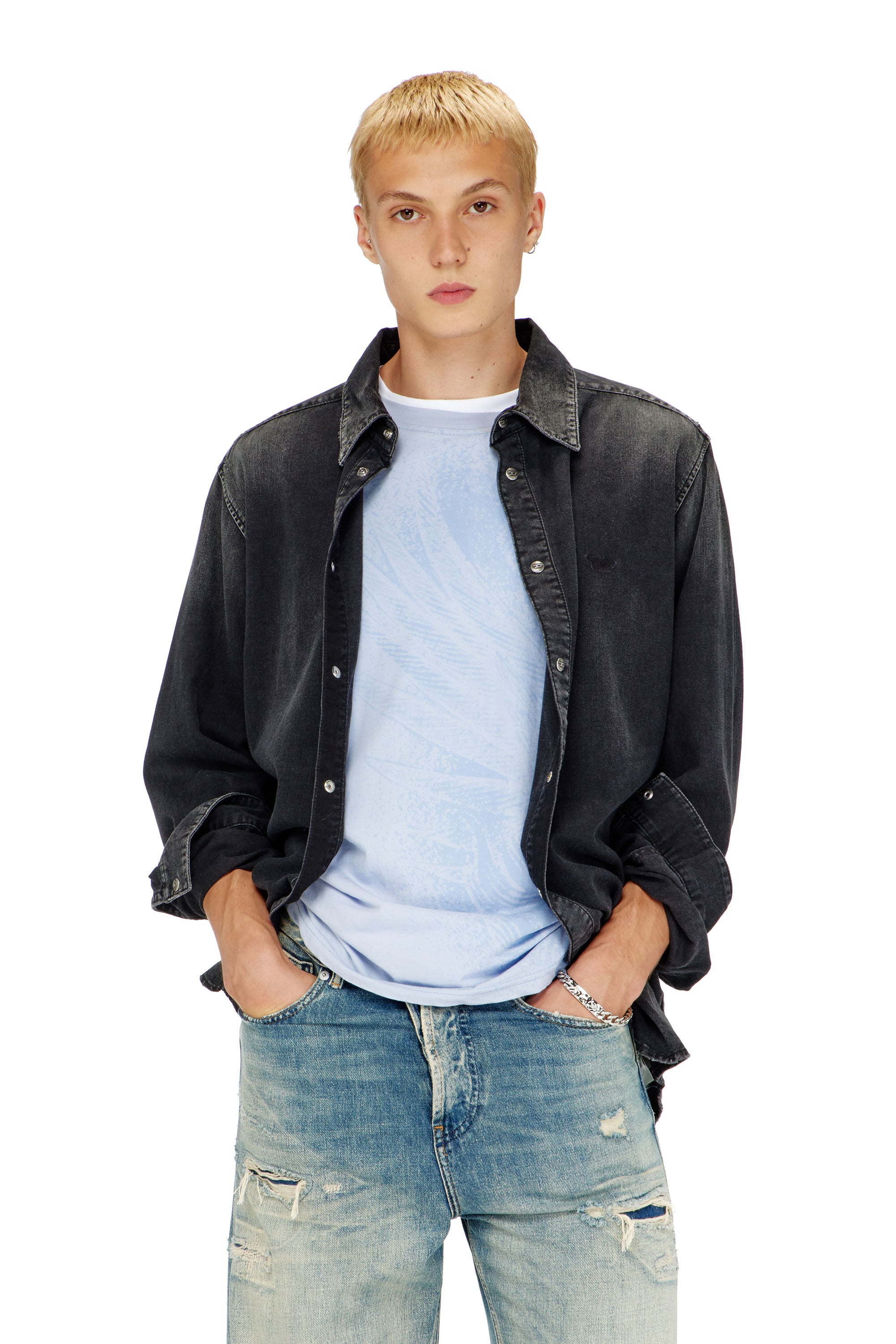 Diesel - D-SIMPLY, Camicia in denim a maniche lunghe Uomo in Nero - 3