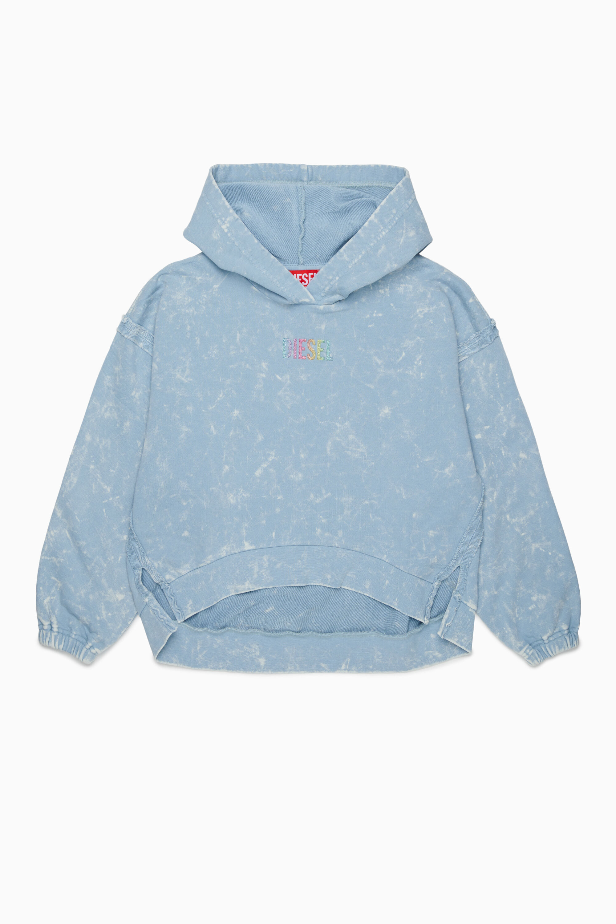 Diesel - SLOXY, Felpa con cappuccio effetto tie-dye con logo arcobaleno Donna in Blu - 1