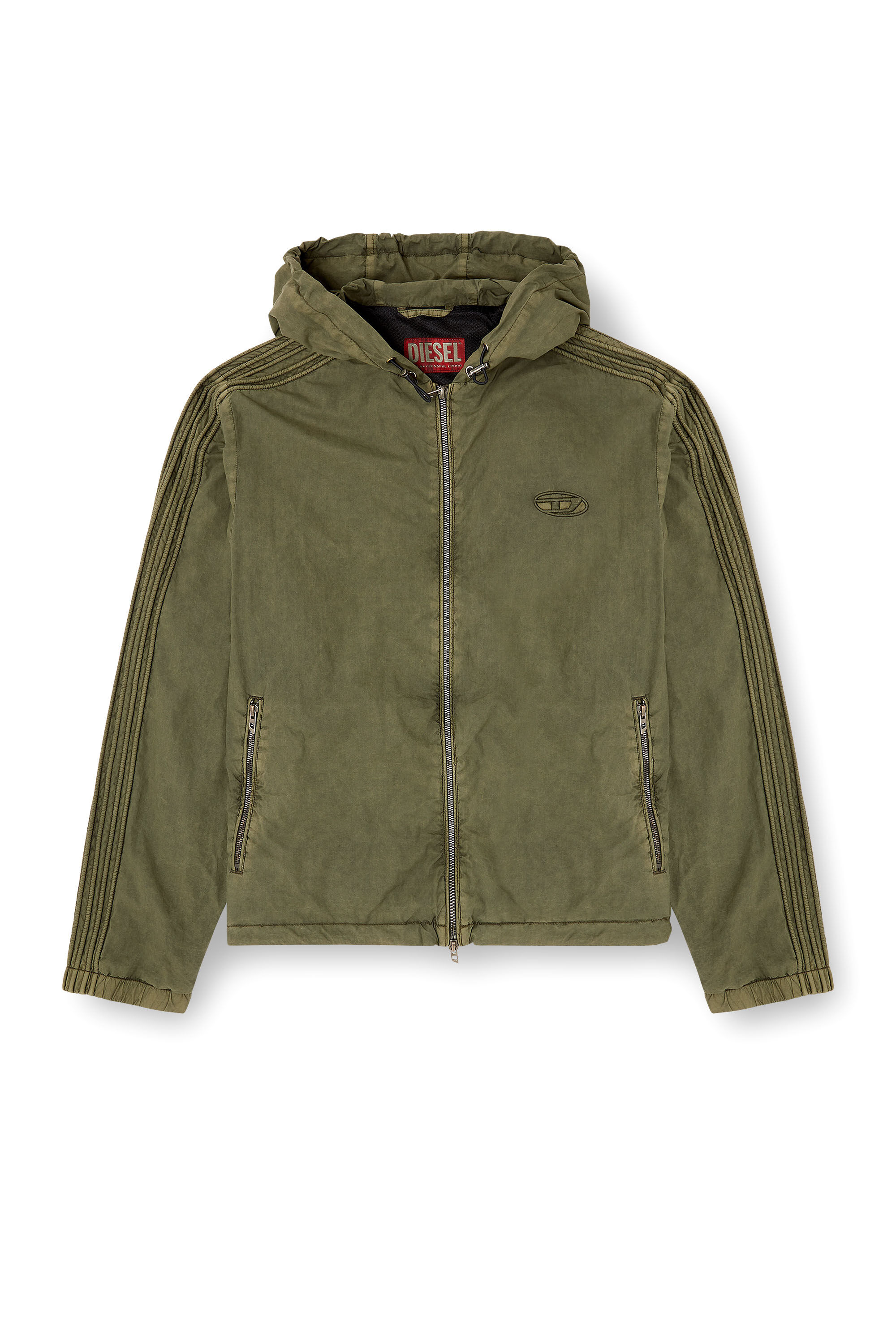 Diesel - J-STITCH, Giacca con cappuccio e zip in popeline di cotone Uomo in Verde - 2