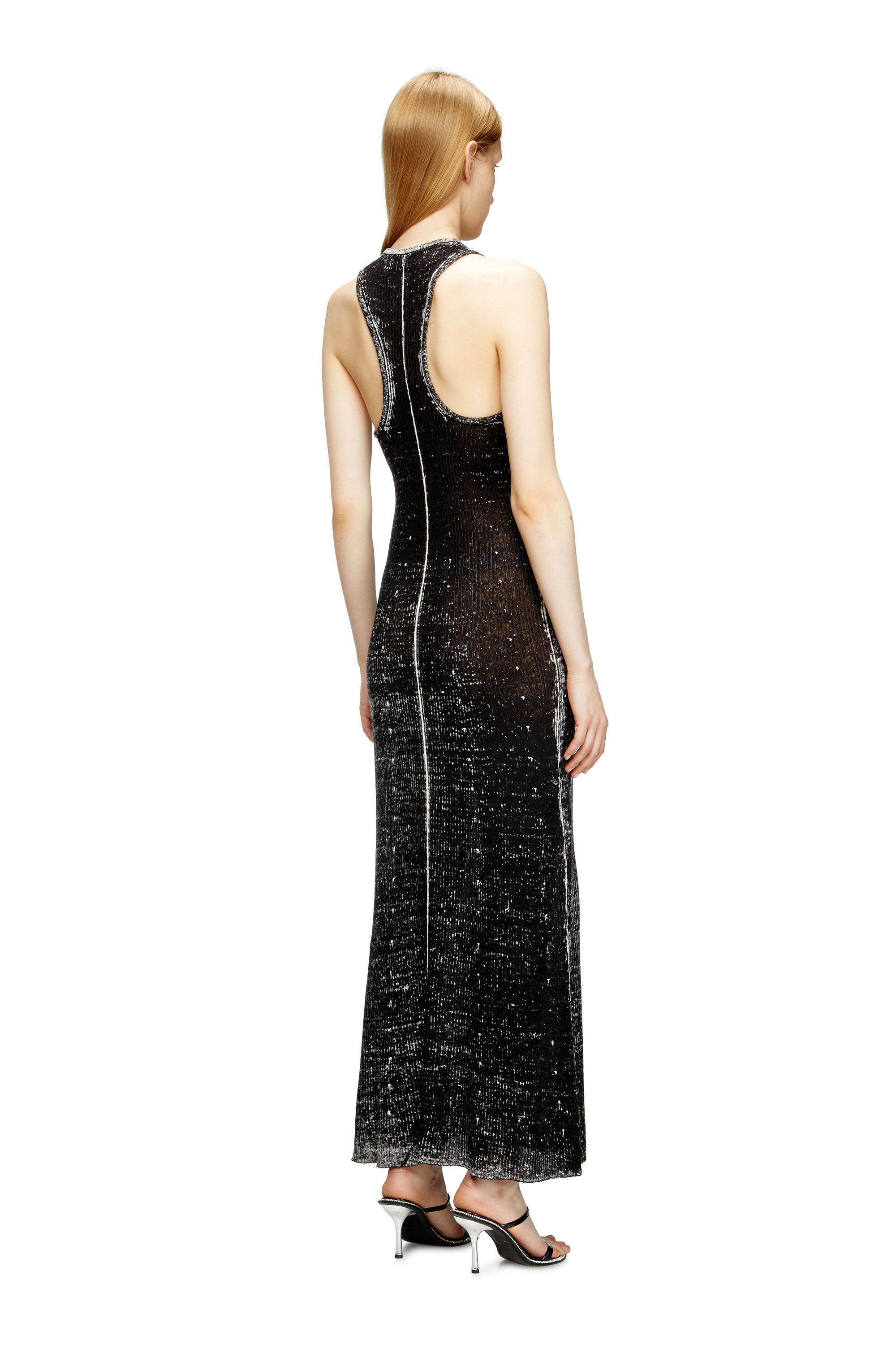 Diesel - M-RAB, Abito in maglia di lino con logo cut-out Donna in Nero - 4