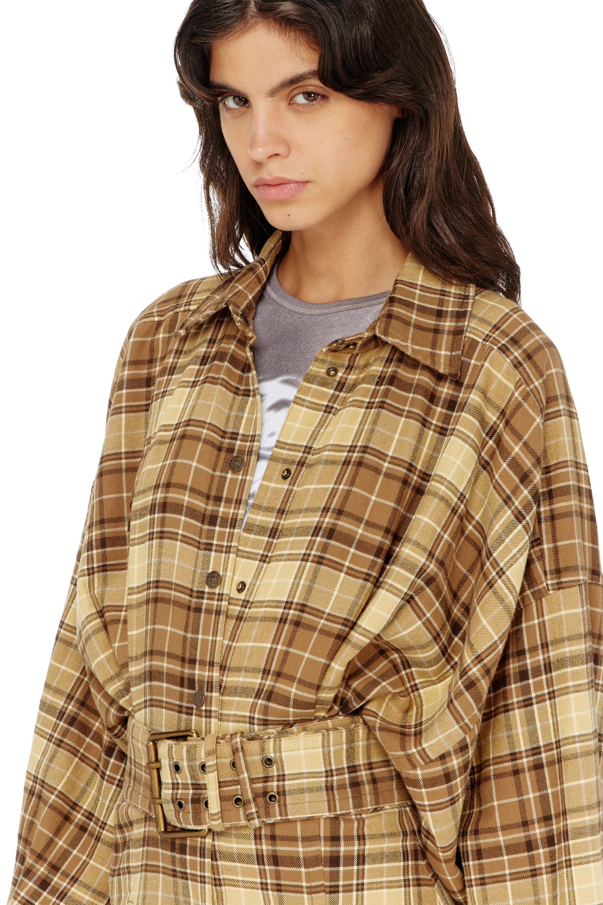 Diesel - D-EDALUS, Abito midi in flanella a quadri con cintura wide Donna in ToBeDefined - 5
