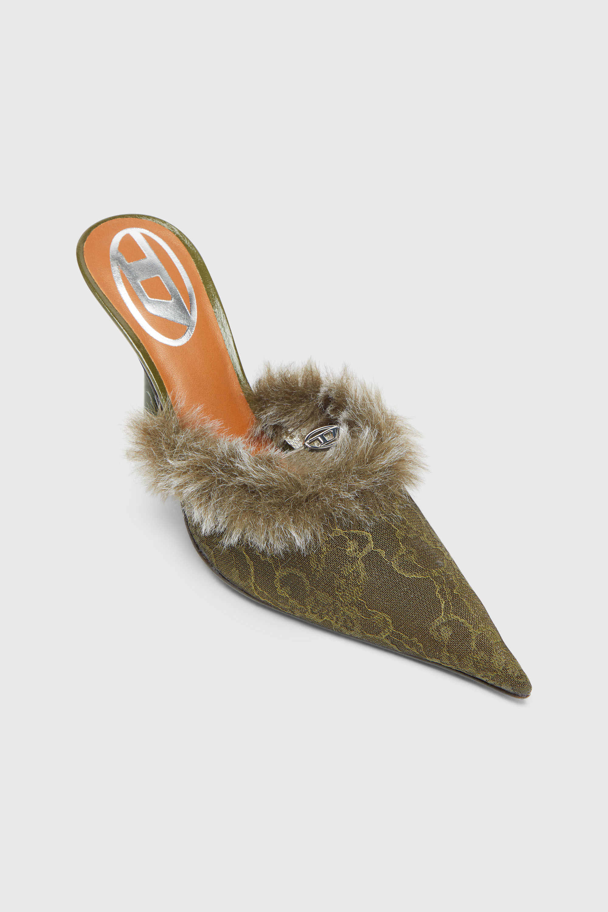 Diesel - D-JEWELS  MULE FUR 90, D-Jewels - Mules in nylon con bordo morbido Donna in Verde - 6