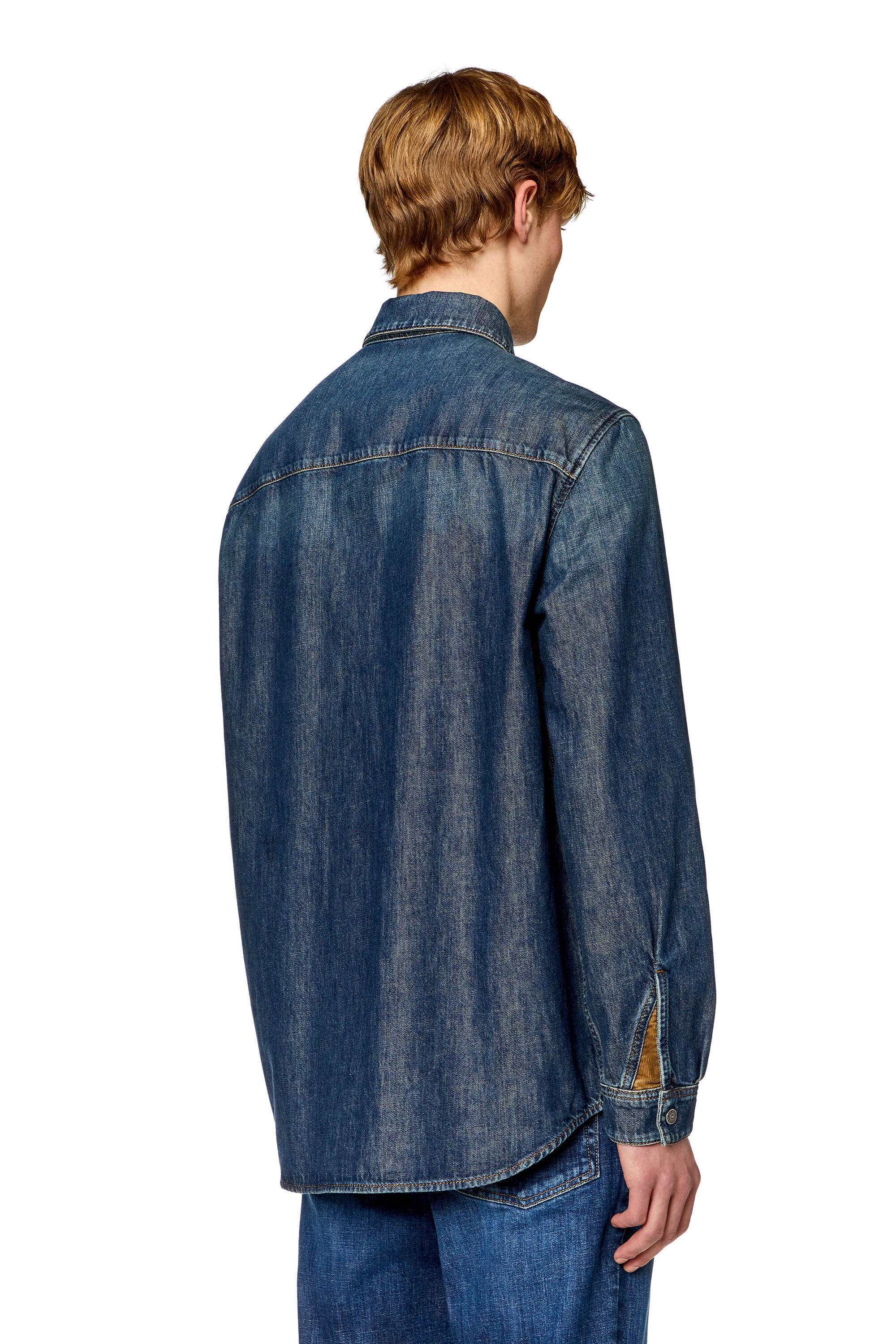 Diesel - D-SIMPLY-RS-D, Camicia in denim con pannelli a contrasto Uomo in Blu - 3