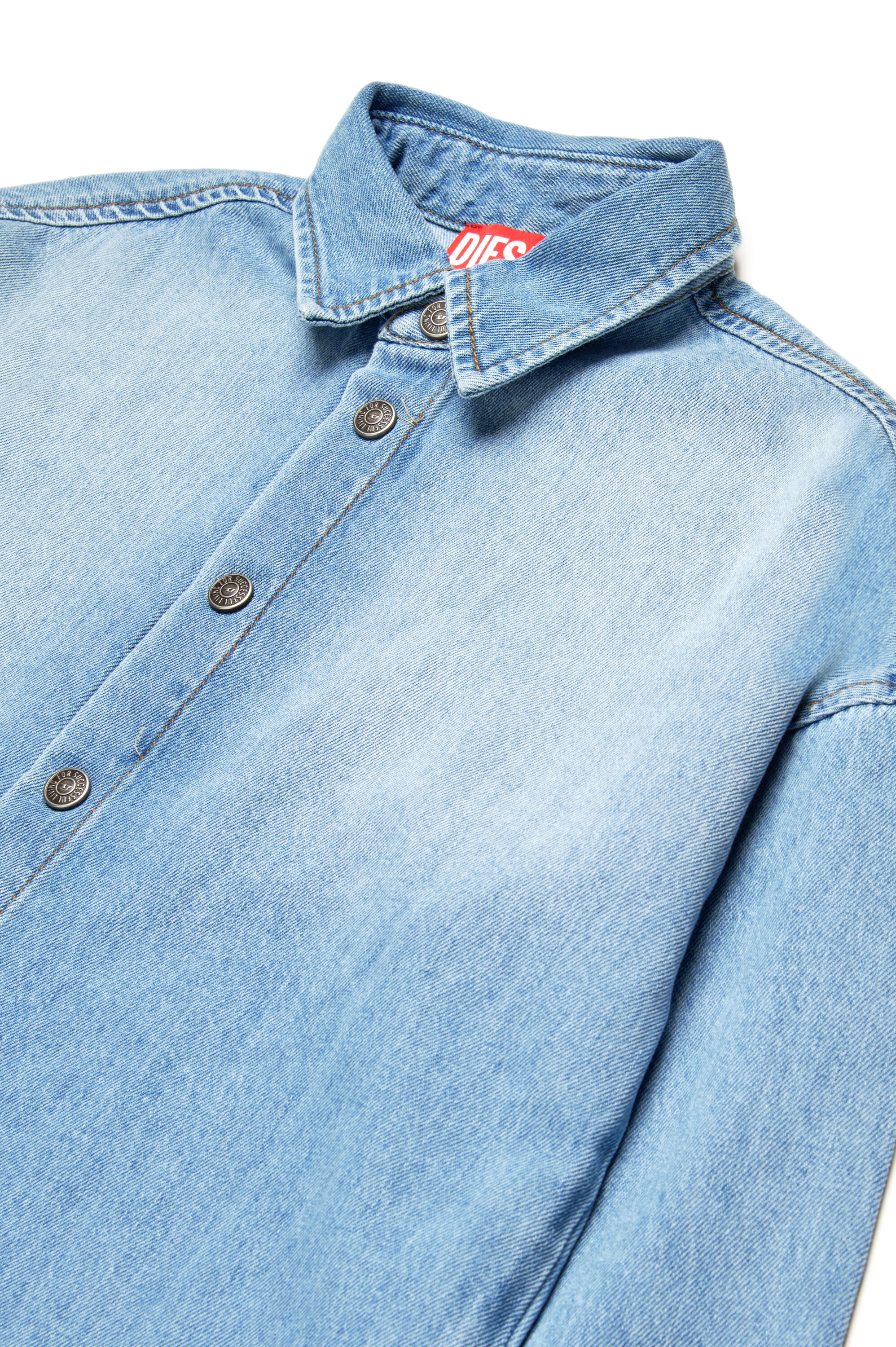 Diesel - CKAMA, Camicia in denim con logo Oval D sfrangiato Uomo in Blu - 3