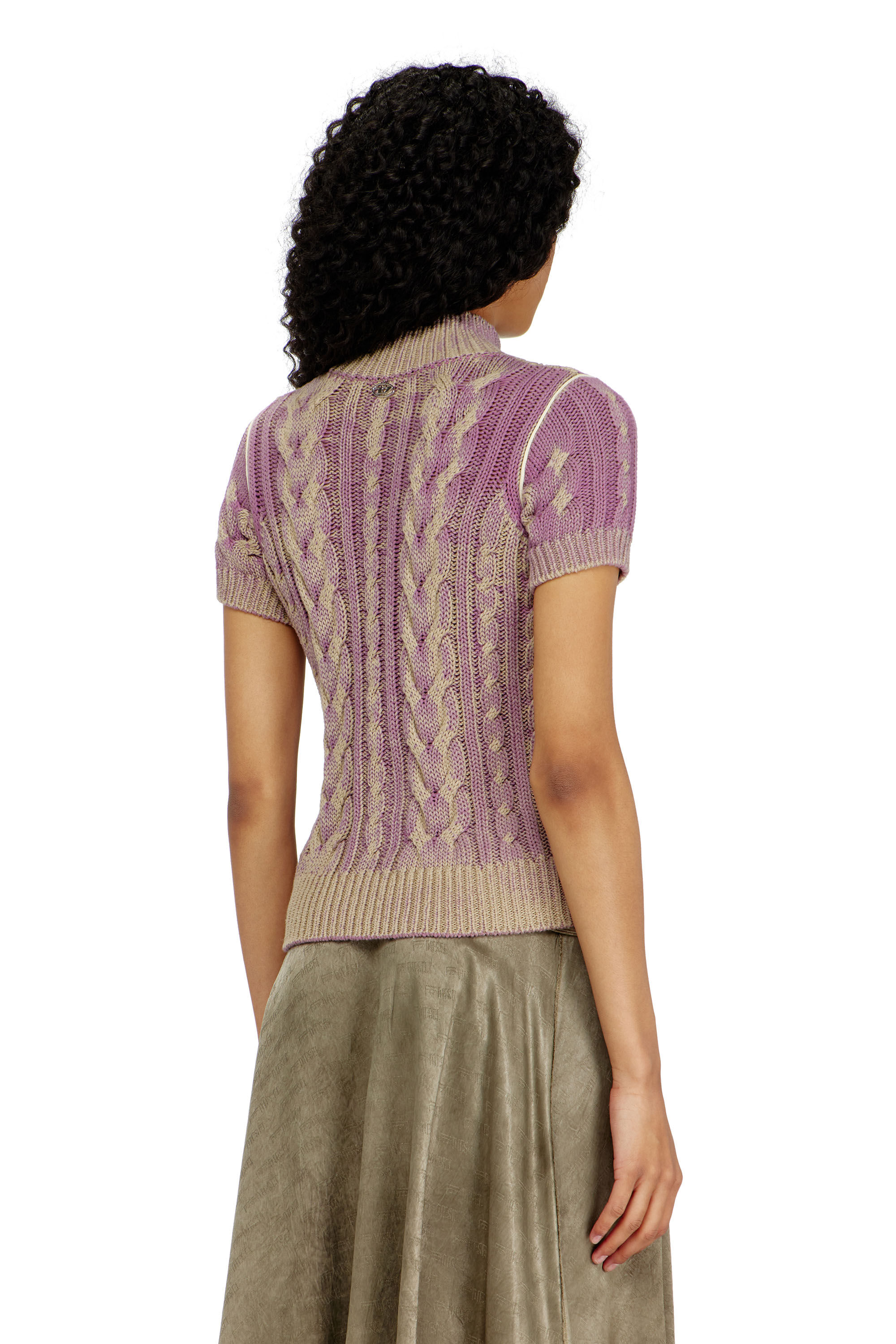 Diesel - M-ELANA, Cardigan a maniche corte con zip in maglia a trecce Donna in ToBeDefined - 4