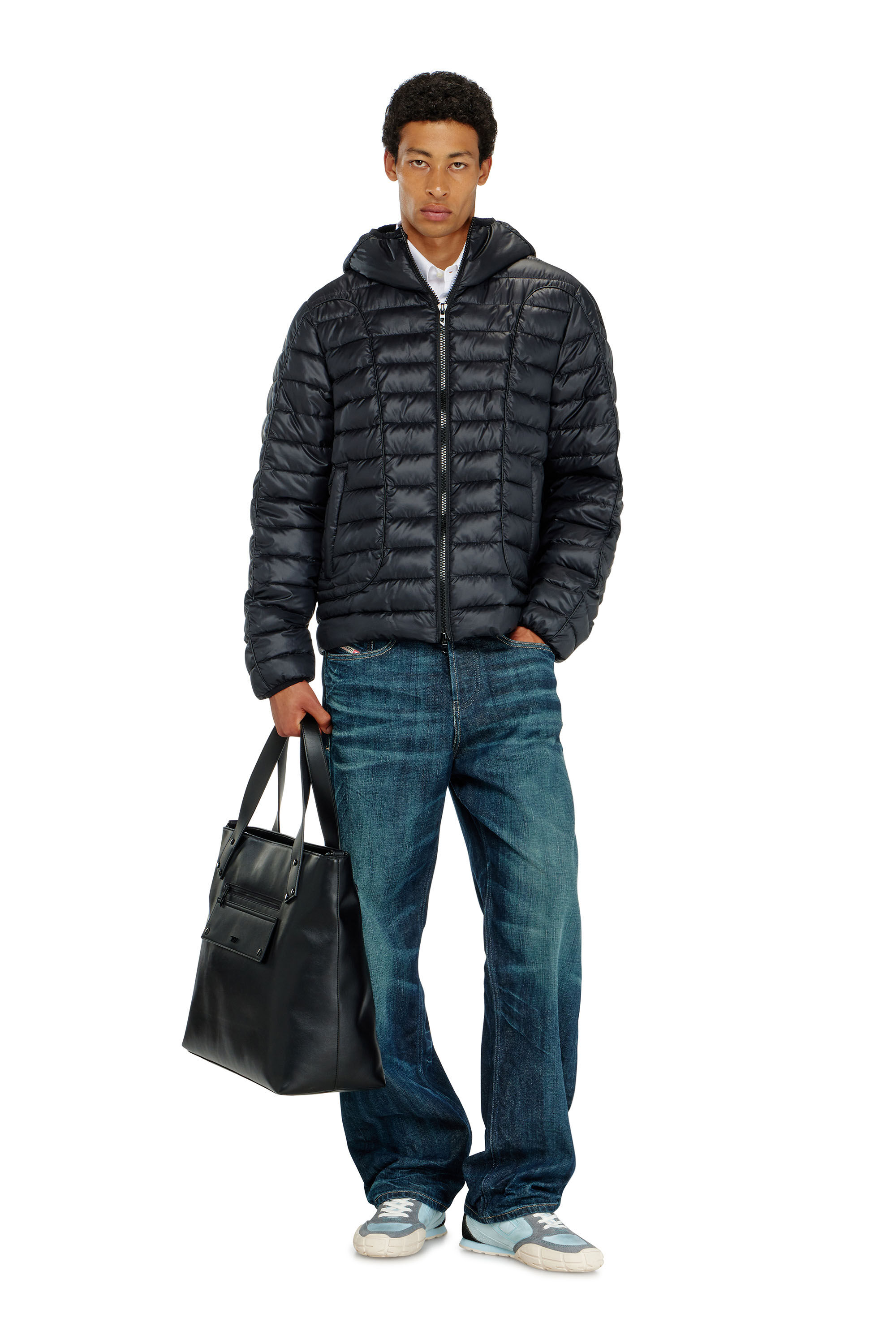 Diesel - W-STONE-WRD, Piumino con profili tono su tono Uomo in Nero - 1