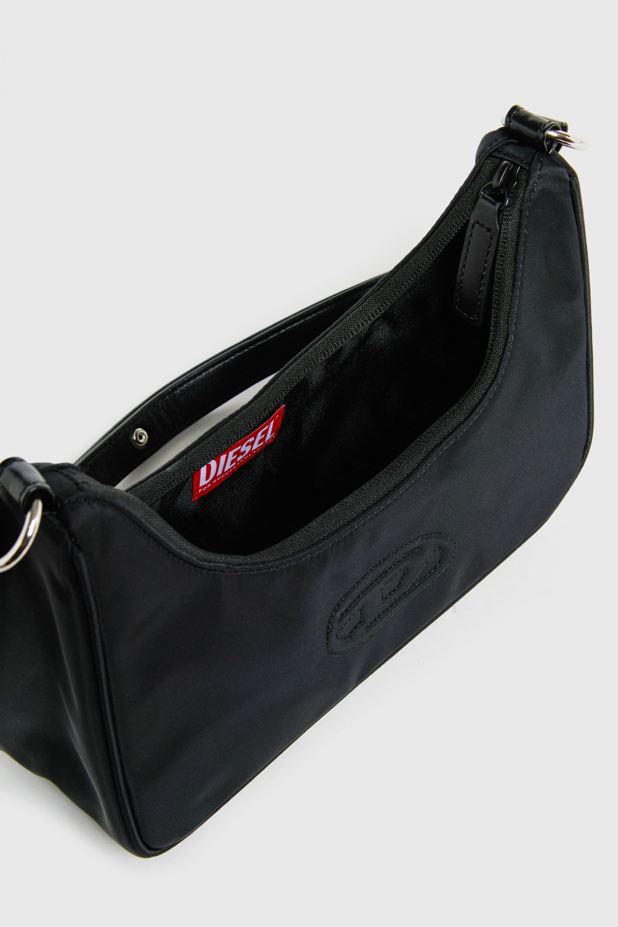 Diesel - WUNSY, WUNSY - Borsa a spalla in nylon con logo Oval D Donna in Nero - 4