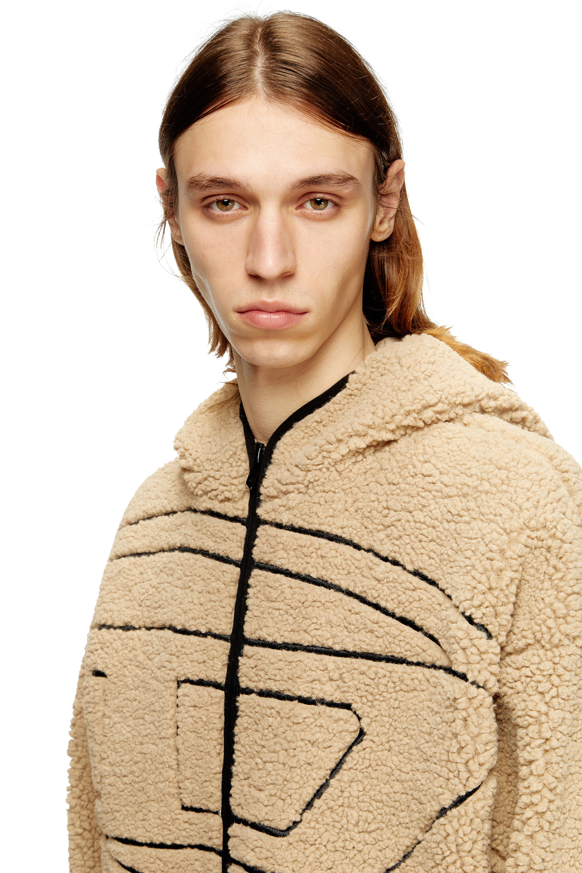 Diesel - S-ZAT, Felpa teddy con cappuccio Uomo in Beige - 5