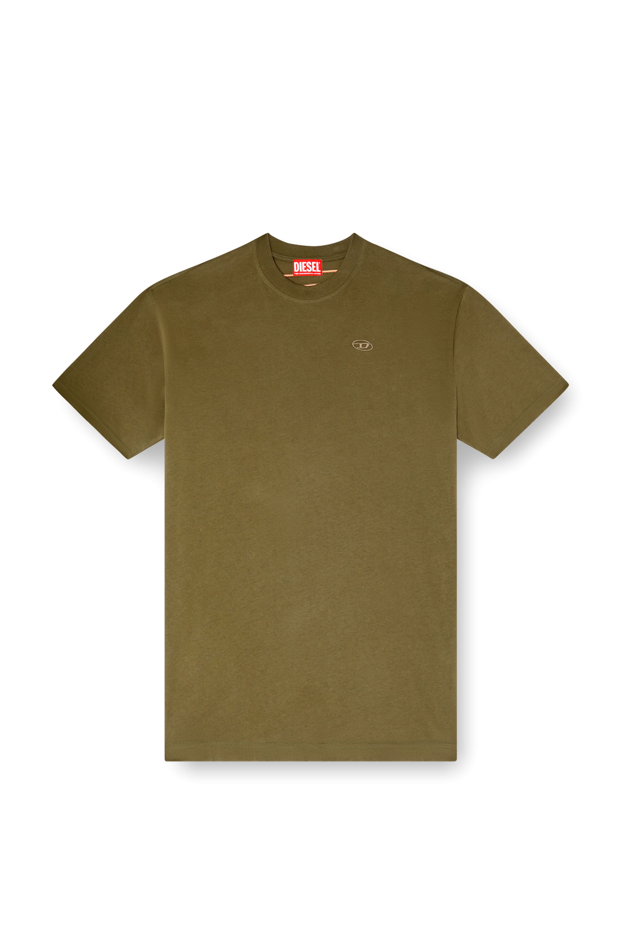 Diesel - T-BOGGY-MEGOVAL-D, T-shirt con maxi-ricamo oval D Uomo in Verde - 2