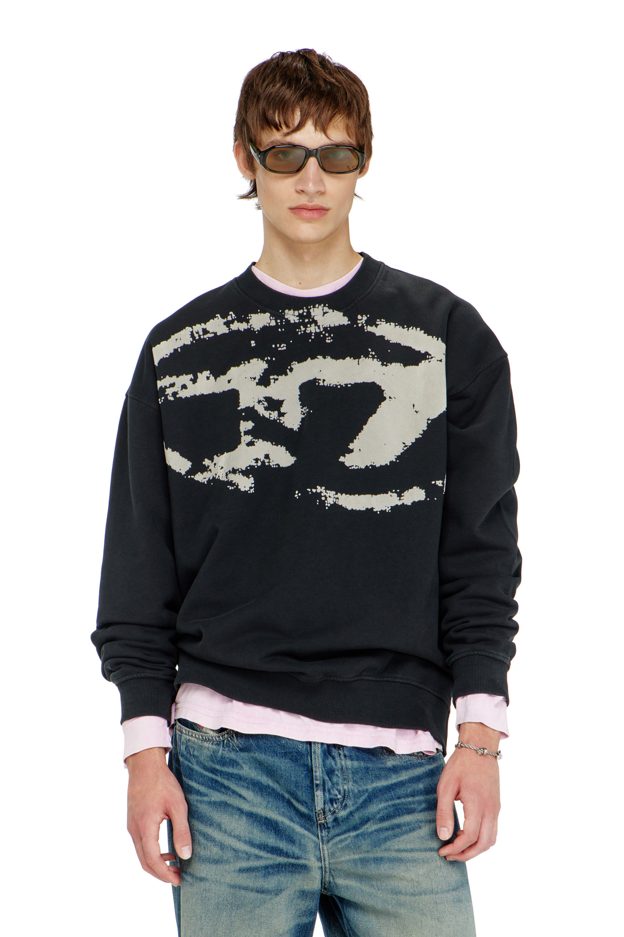 Diesel - S-BOXT-N5, Felpa in cotone con logo Oval D floccato Uomo in ToBeDefined - 3