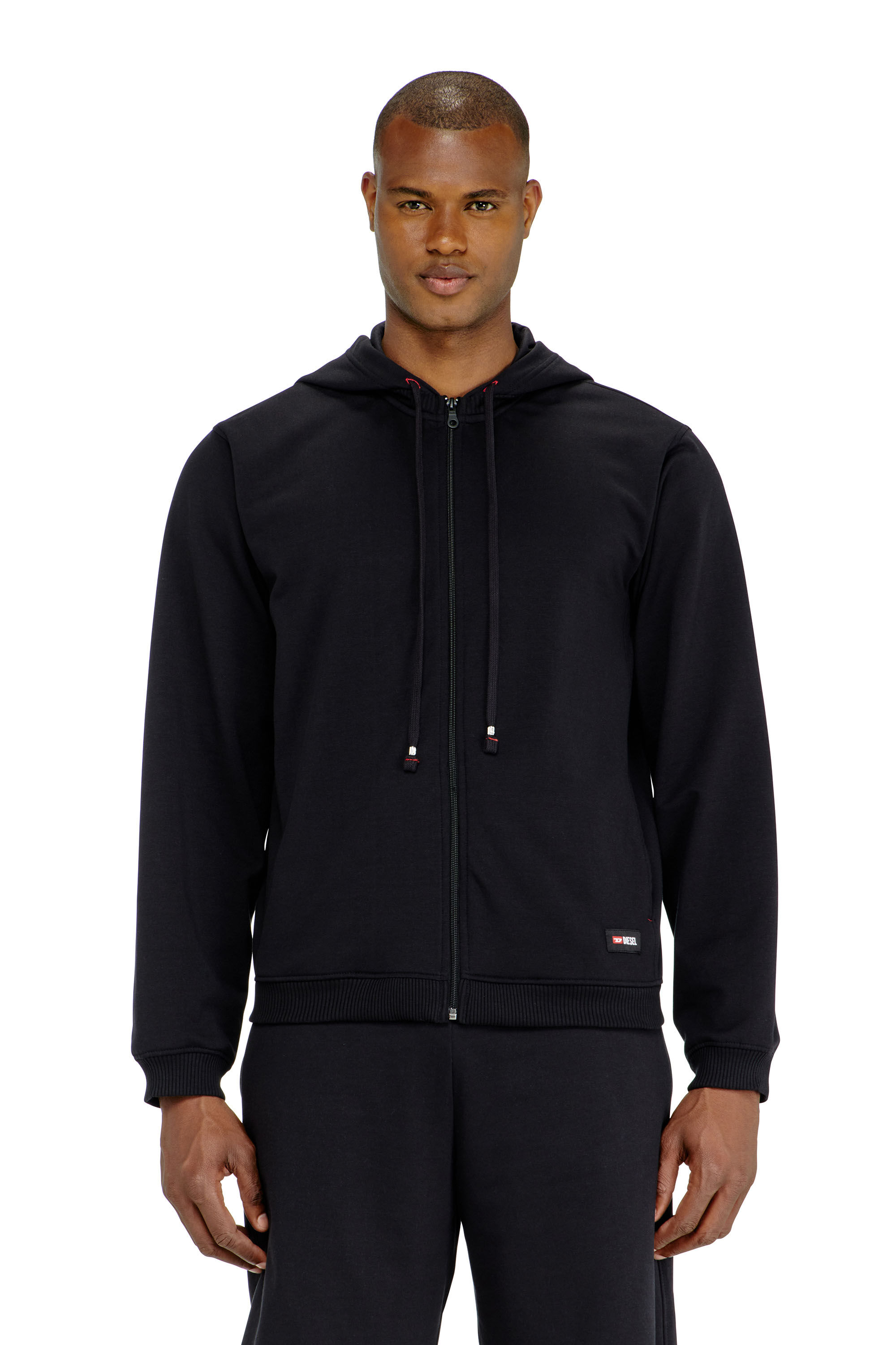 Diesel - JOY-D-CORE, Felpa con cappuccio in misto cotone smerigliato Uomo in Nero - 2