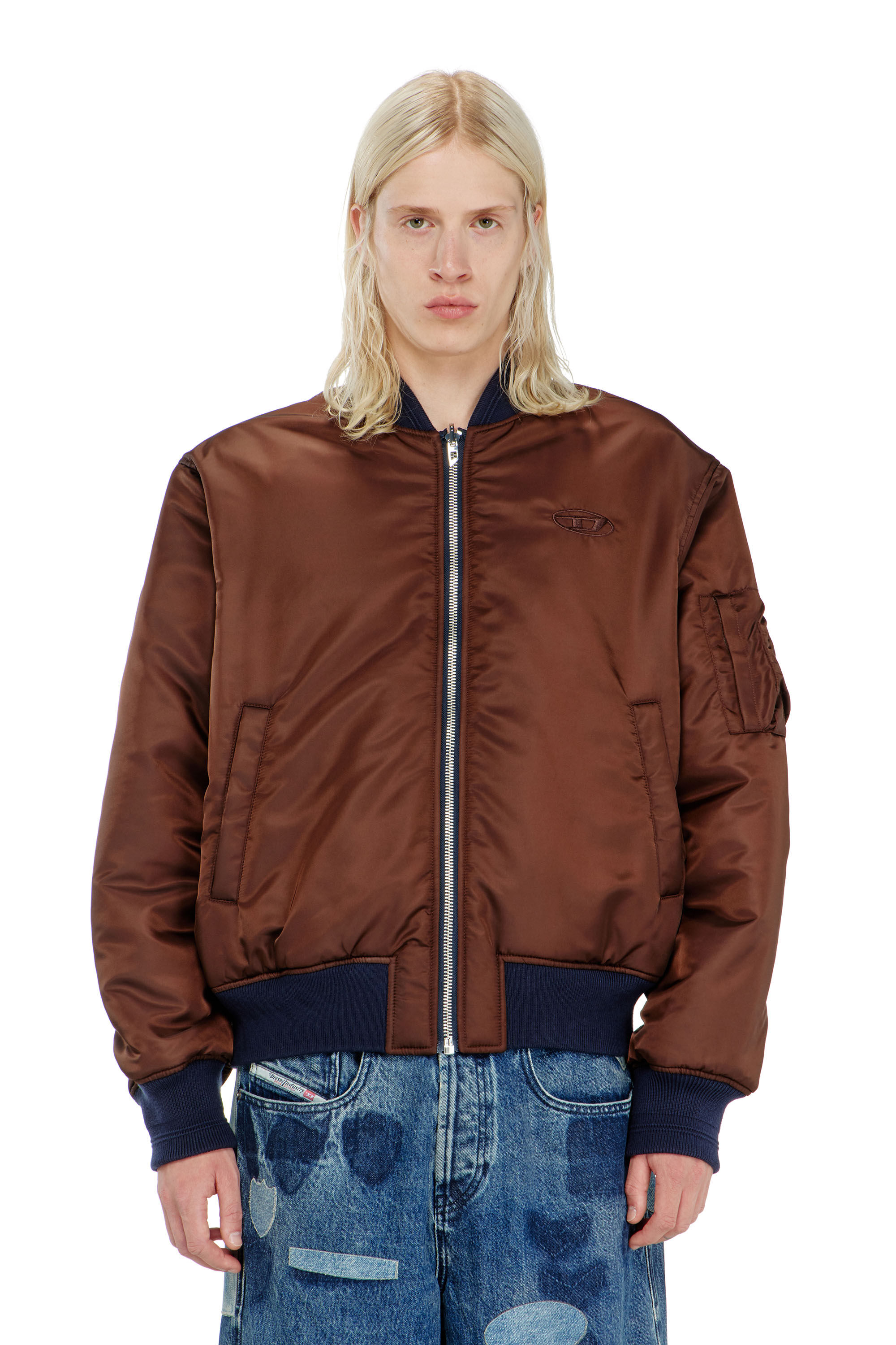 Diesel - W-TYPE-D1, Giacca bomber imbottita con ricamo Oval D Uomo in Blu - 7