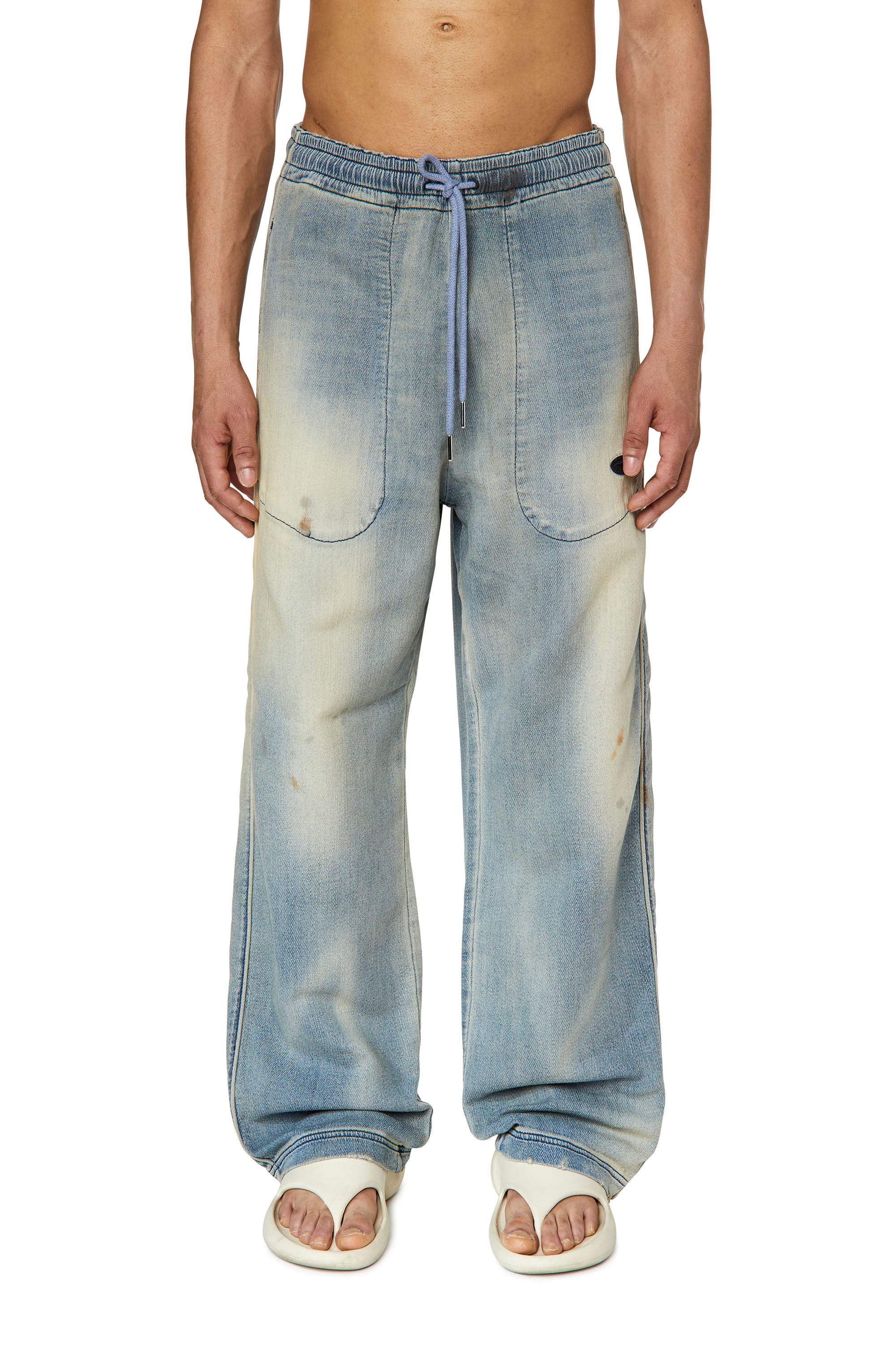 Diesel - D-Martians Track Denim 09G48 Straight, Blu Chiaro - Image 3