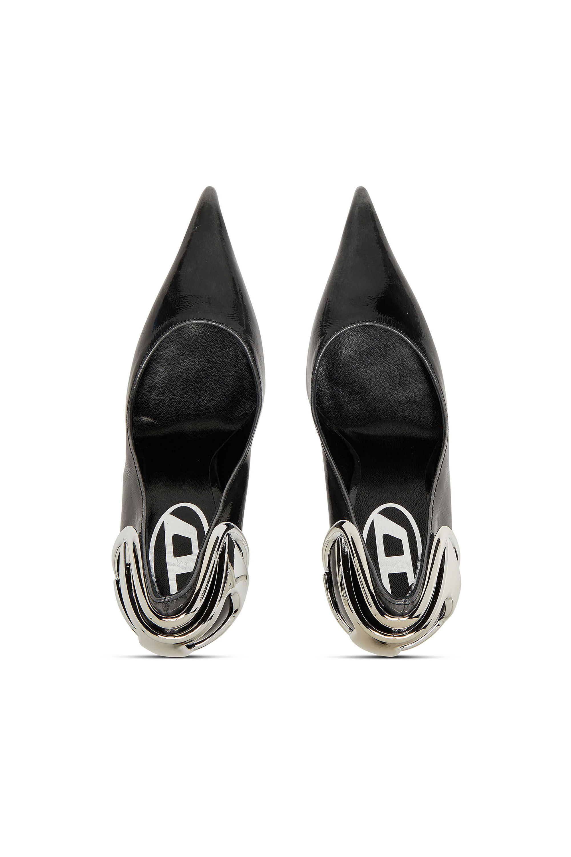Diesel - D-TEN&HALF P, Pump in pelle pull-up effetto vernice Donna in Nero - 4