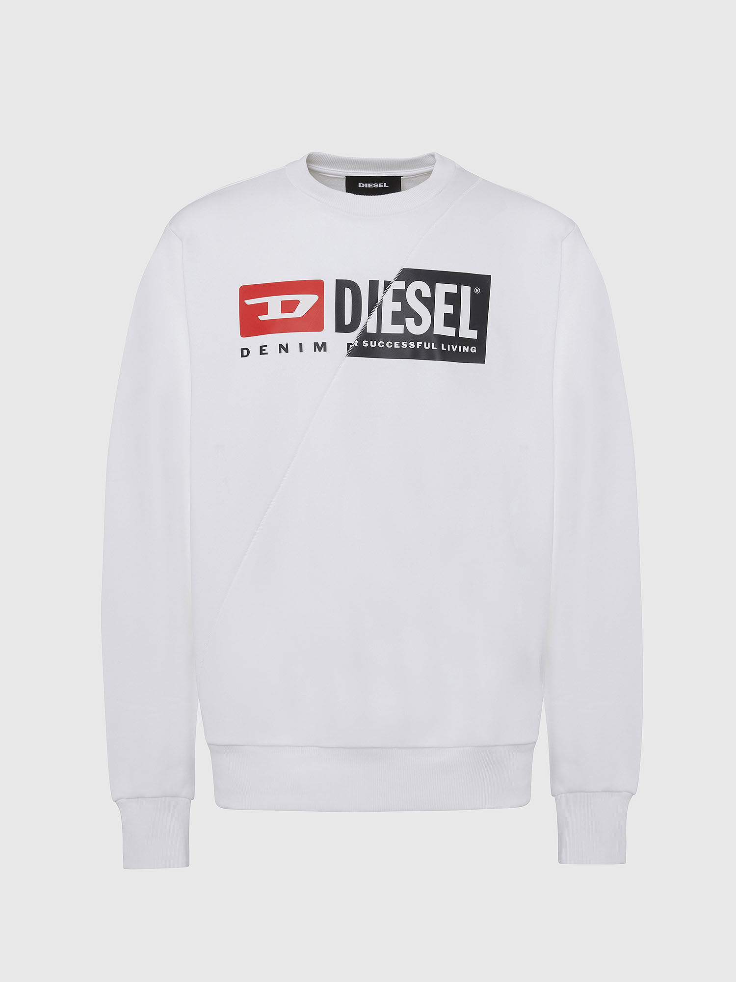 Diesel - S-GIRK-CUTY, Felpa con stampa logo doppio Uomo in Bianco - 2