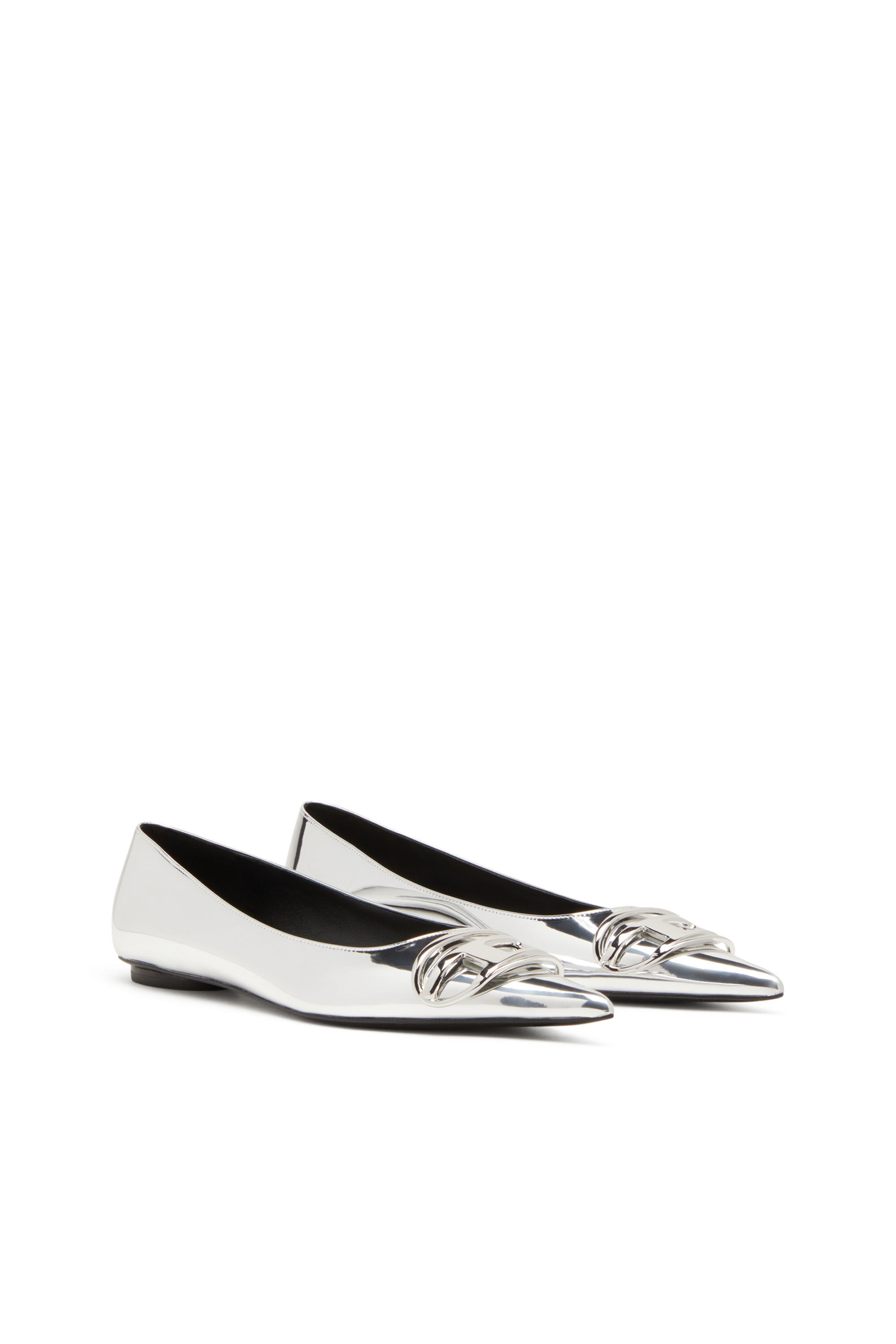 Women s D Venus Ballerina flats with mirror finish Silver Diesel