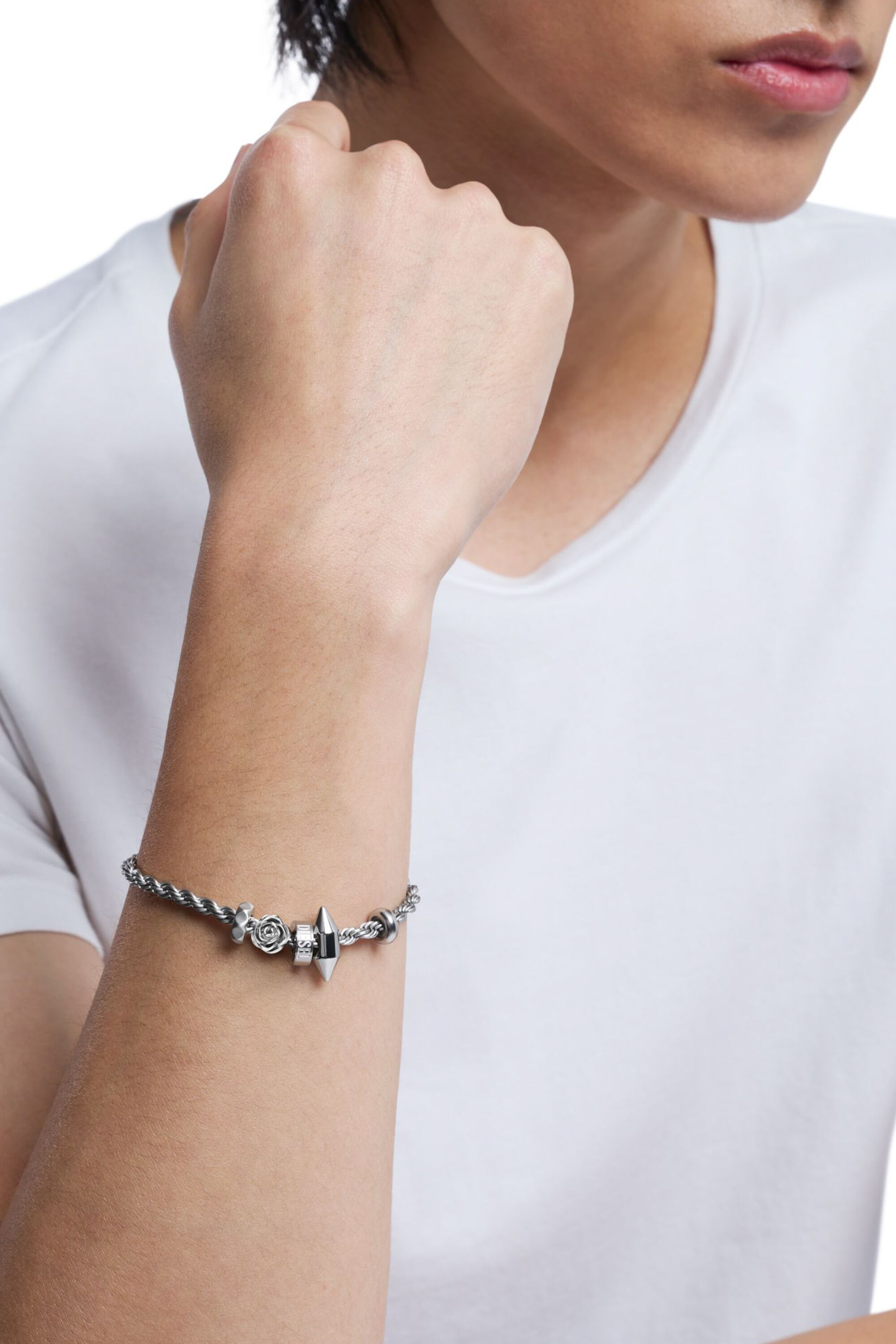 Diesel - DX1622040 JEWELLERY, Bracciale con ciondoli in acciaio Unisex in Argento - 5
