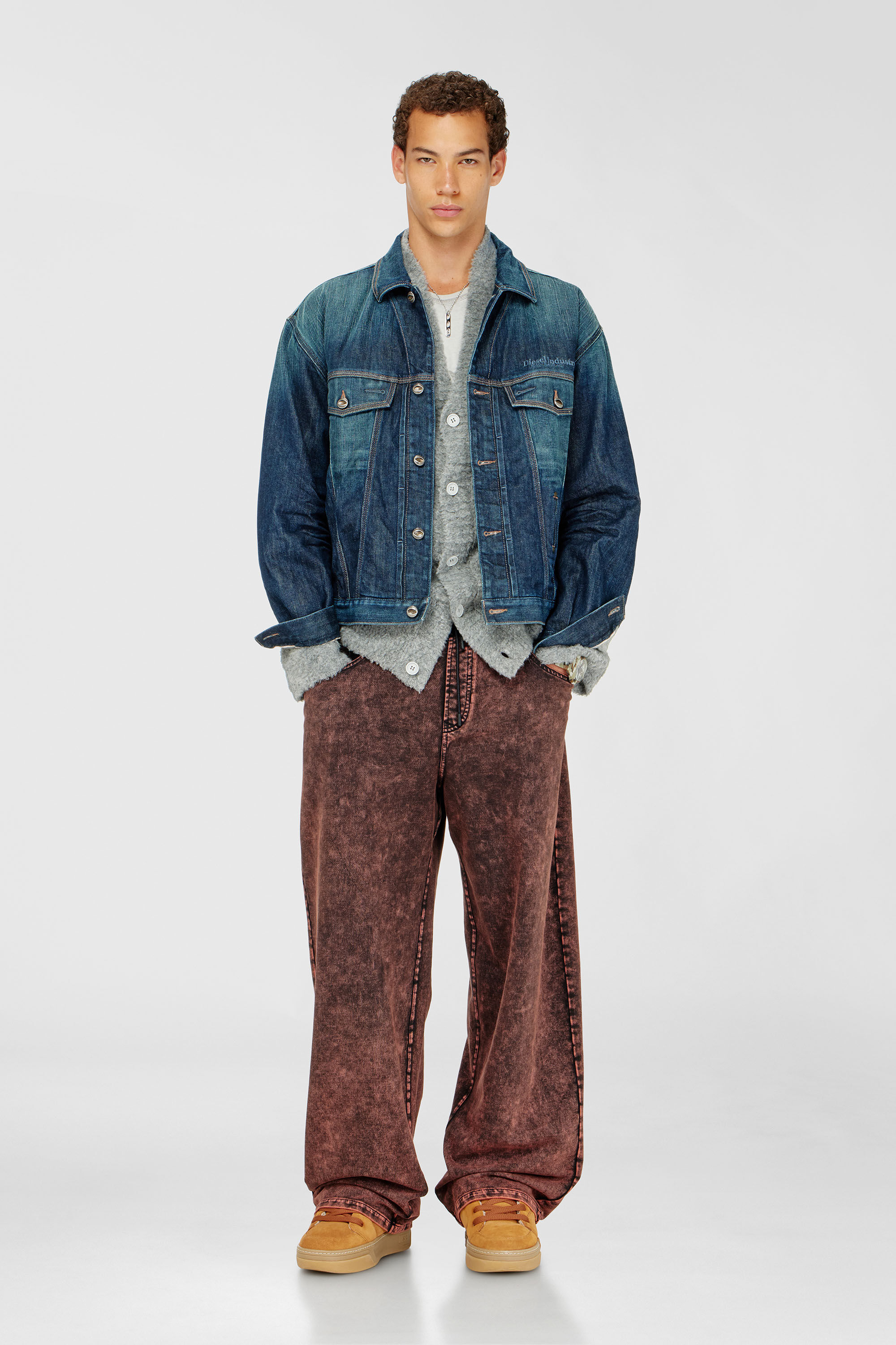 Diesel - P-STUK, Pantaloni da tuta effetto denim Uomo in Rosso - 1