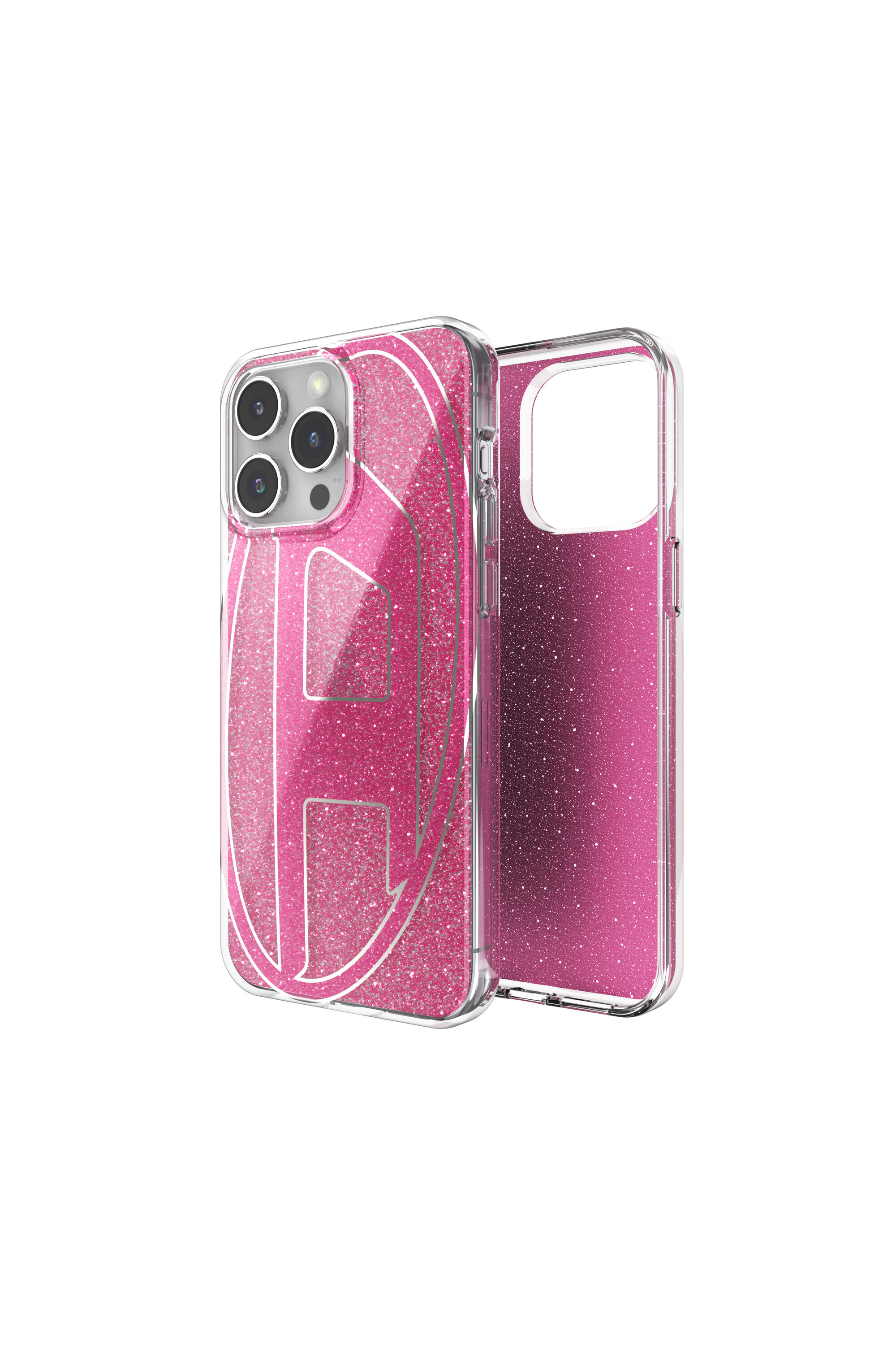 Diesel - 60037 AOP CASE, Cover glitterata per iP 15 Pro Max Unisex in Rosa - 1