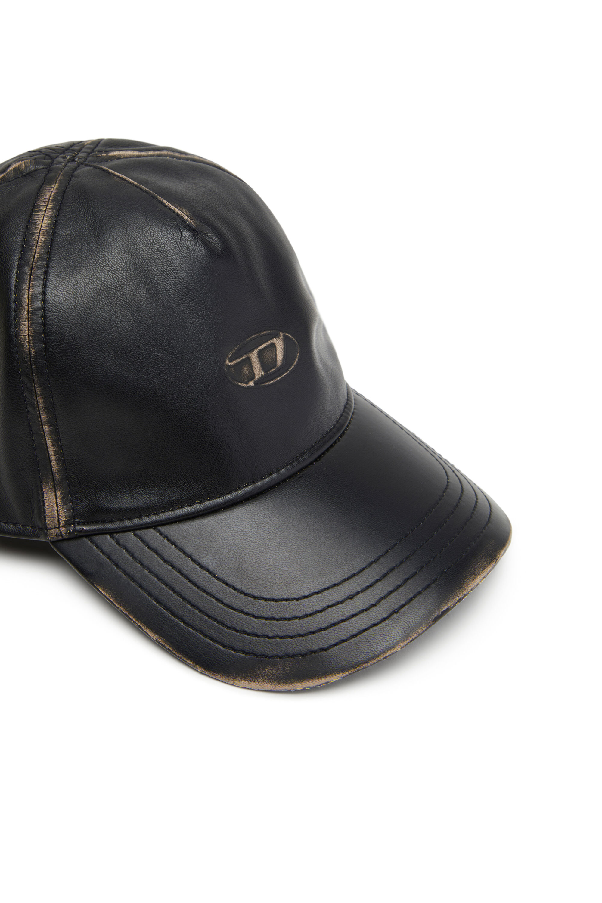 Diesel - C-HEATHER, Cappello da baseball effetto pelle Uomo in Nero - 3