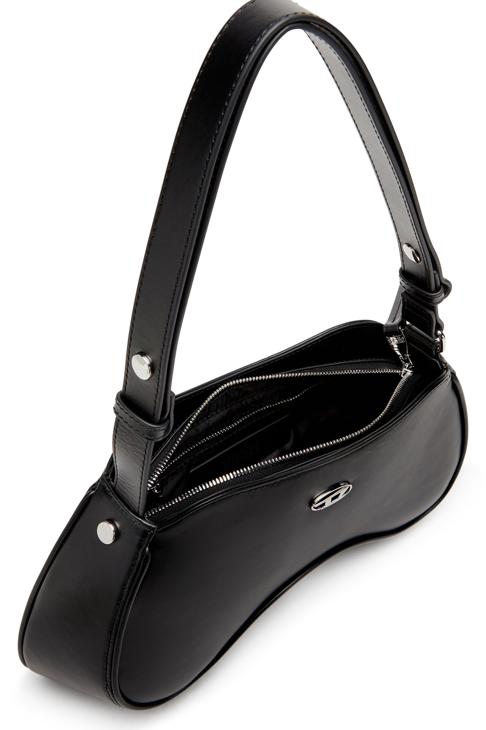 Diesel - PLAY SHOULDER, Play-Borsa a spalla in pelle semilucida Donna in Nero - 5