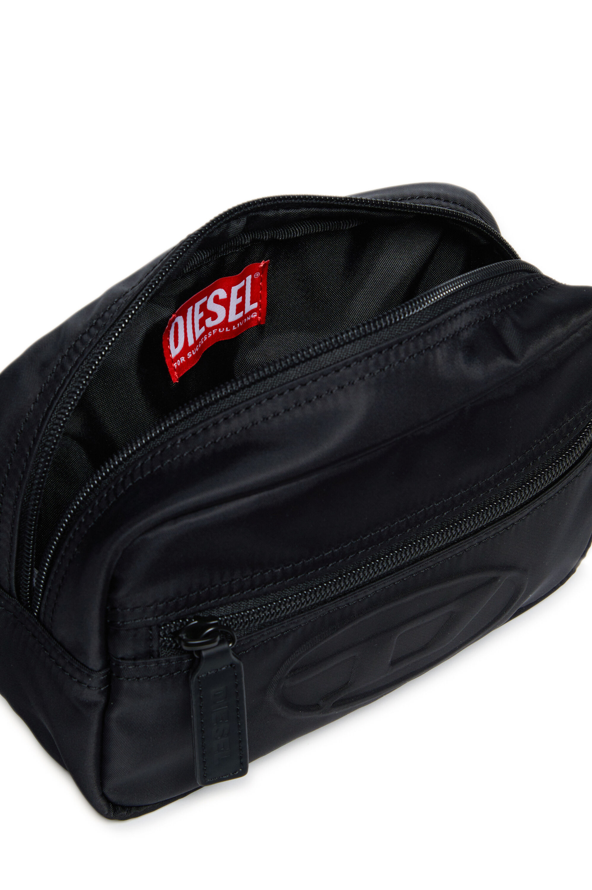 Diesel - WDEMBOSSED, Unisex Nylon belt bag with embossed logo in Black - Image 5